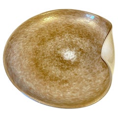 Italian Murano Glass Bowl with Gold Flecks and Opaque White Detail