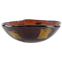 Italian Murano Glass Bowl with Gold Leaf Accents