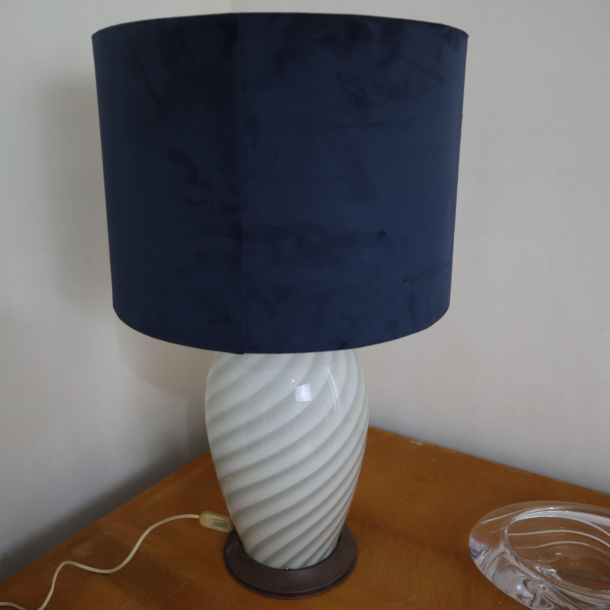 Brass Italian murano glass brass table lamp by Tommaso Barbi, 1970s For Sale