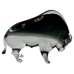 Sculpture de taureau italienne en verre de Murano par Franco Bottaro