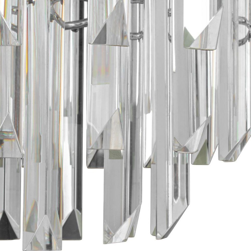 Lampadario a prisma Camer Glass italiano, con tre livelli e struttura in acciaio cromato. 21
