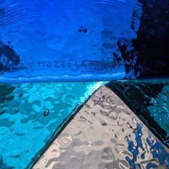 Centres de table italiens en verre de Murano Plateau en verre de Murano bleu par Mazzega, Italie, 1970