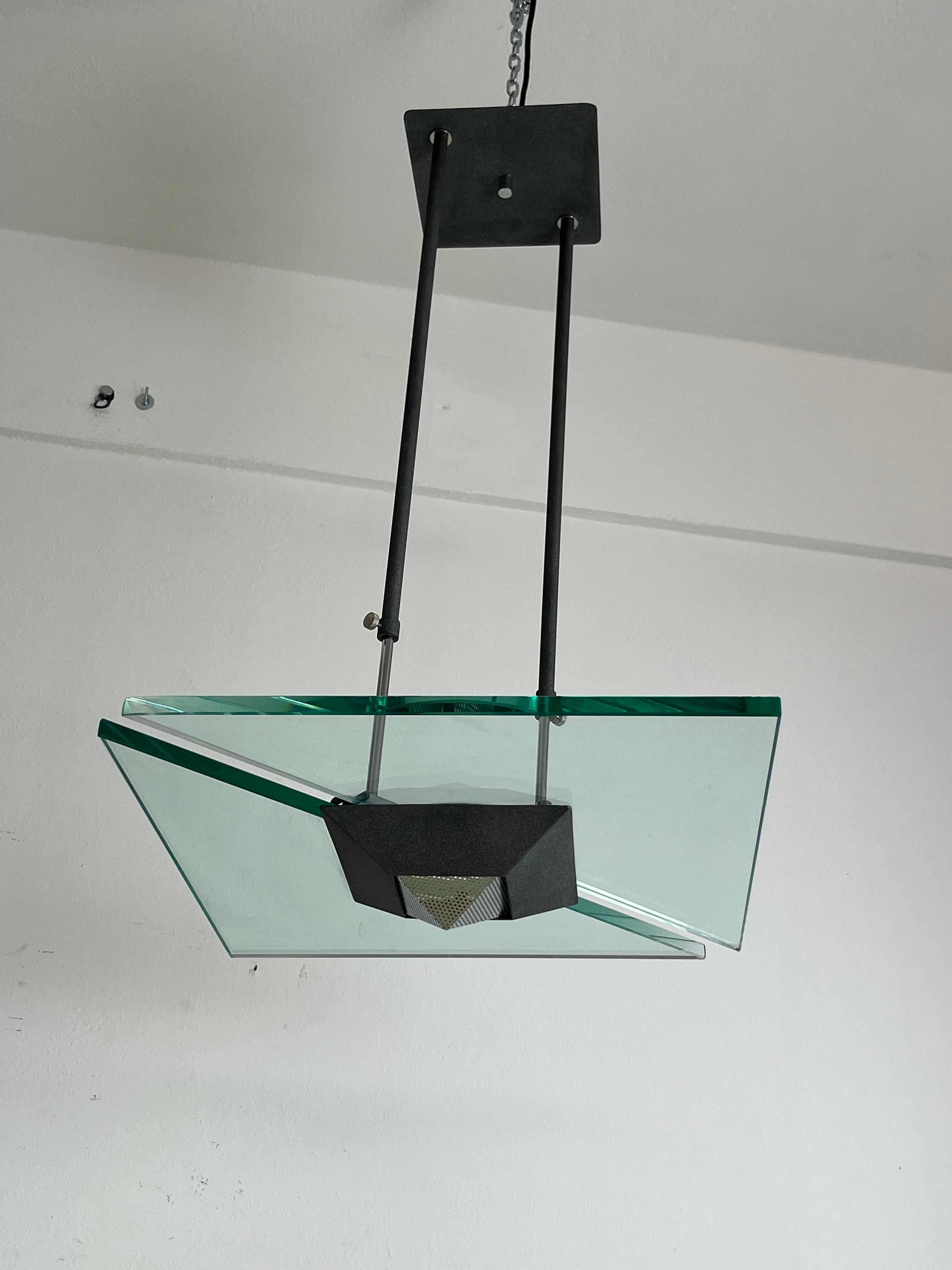 Lustre italien en verre de Murano attribué à Fontana Arte, années 1980 Bon état - En vente à Palermo, IT