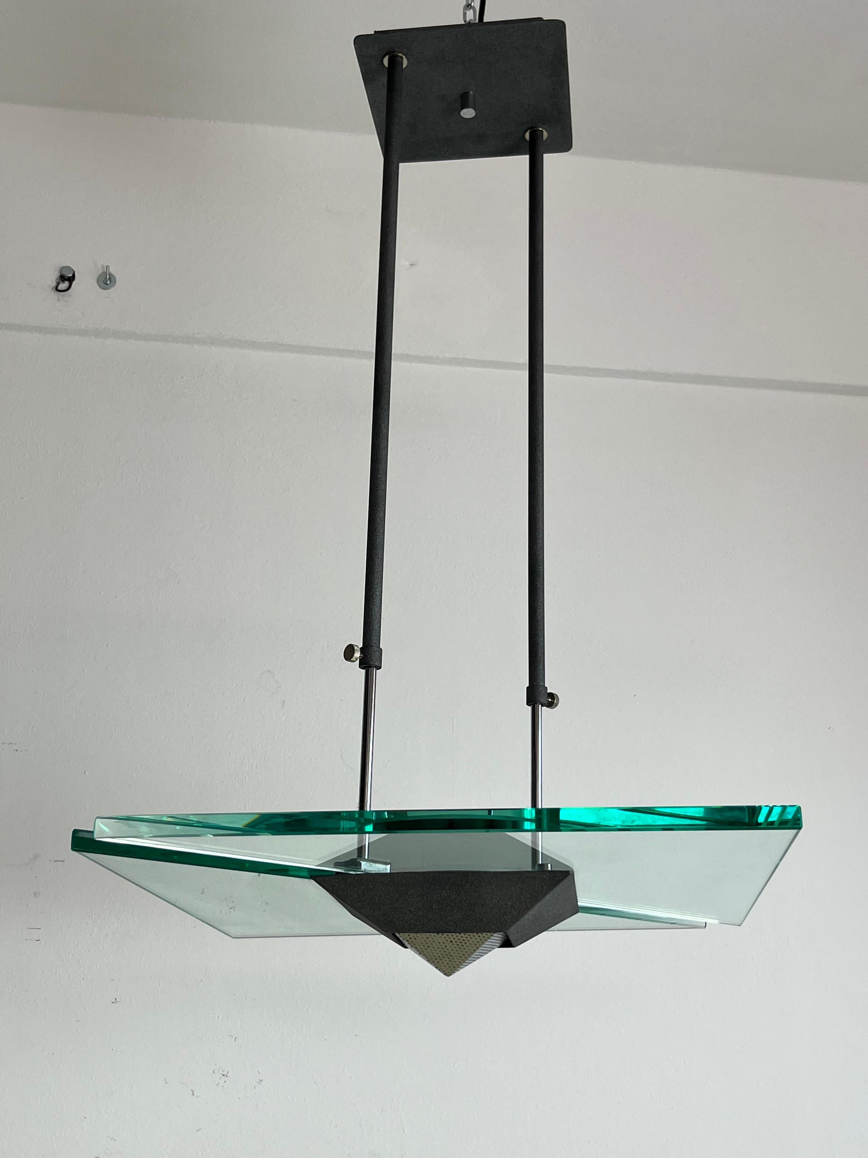 Fin du 20e siècle Lustre italien en verre de Murano attribué à Fontana Arte, années 1980 en vente