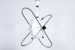 Lampadario in vetro di Murano, nero, bianco e cromato, anni ’80 — Giovanni Dalla