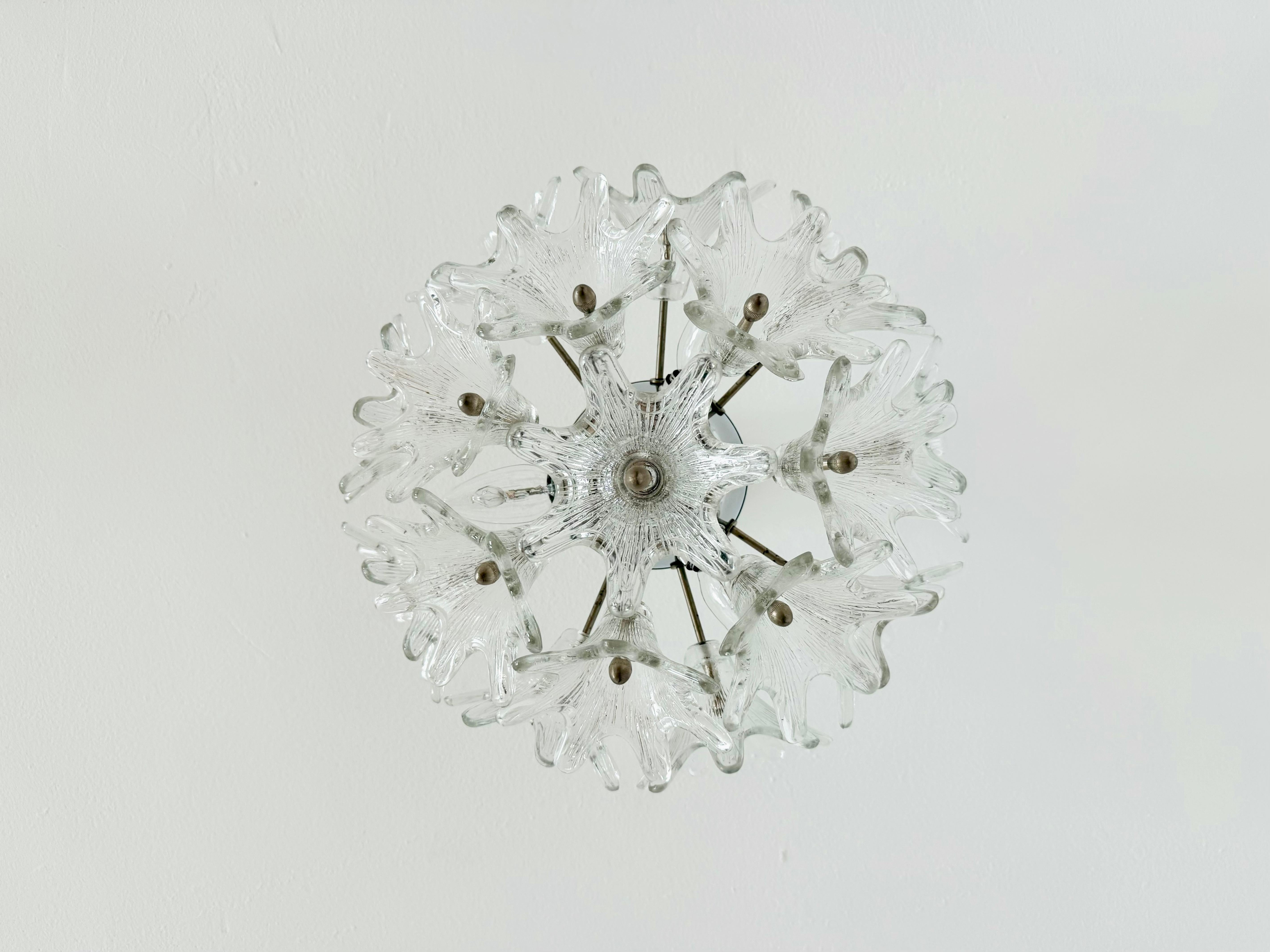Metal Italian Murano Glass Chandelier by Paolo Venini for VeArt For Sale