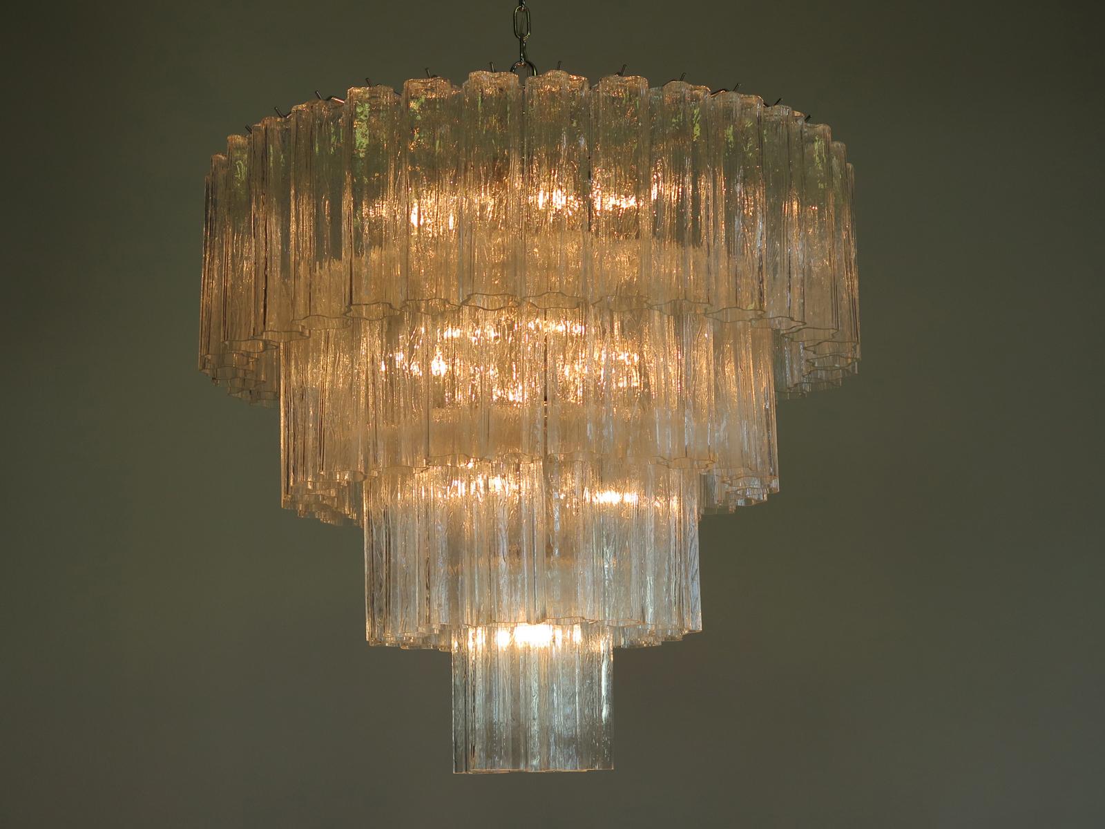Italian Murano Glass Chandelier, 78 Tronchi, Tony Zuccheri Style In Excellent Condition For Sale In Budapest, HU