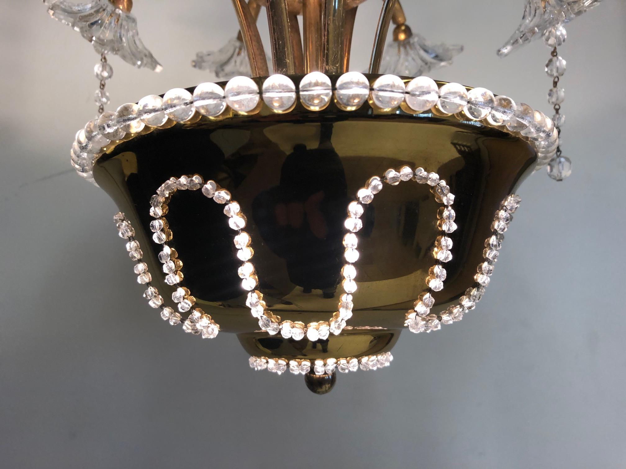 Brass Italian Murano Glass Chandelier
