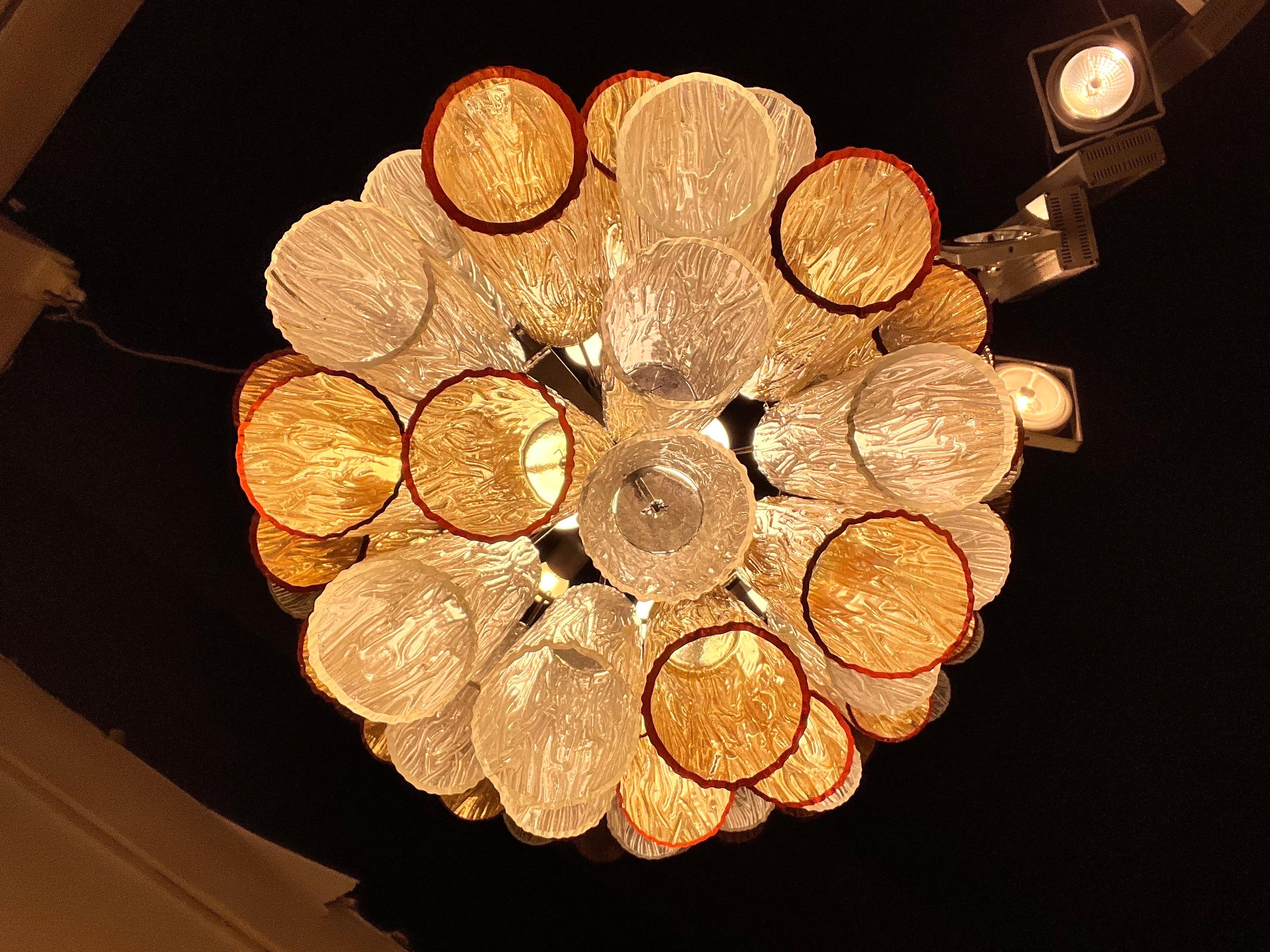 Brass Italian Murano Glass Chandelier