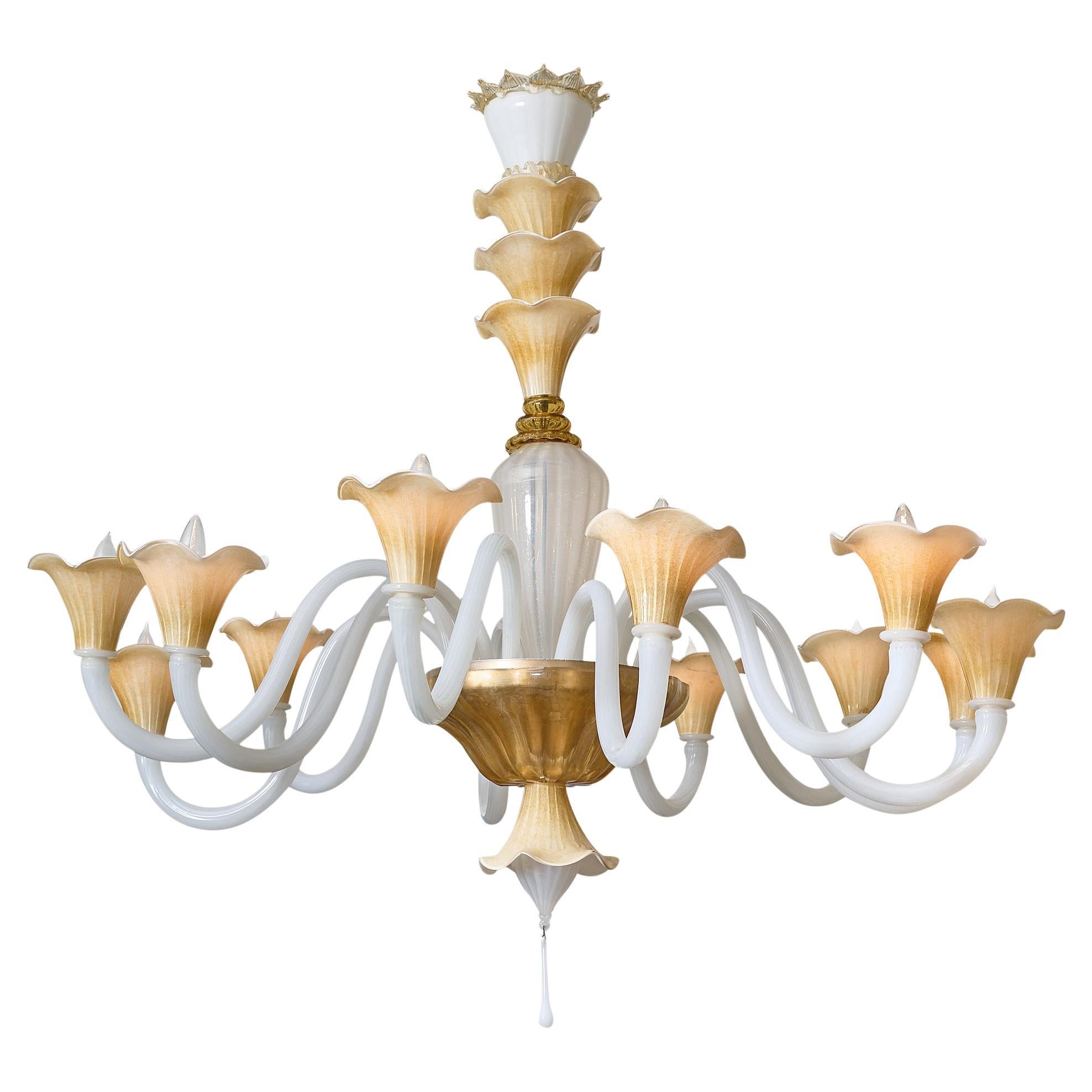 Lampadario italiano in vetro di Murano nello stile di Venini