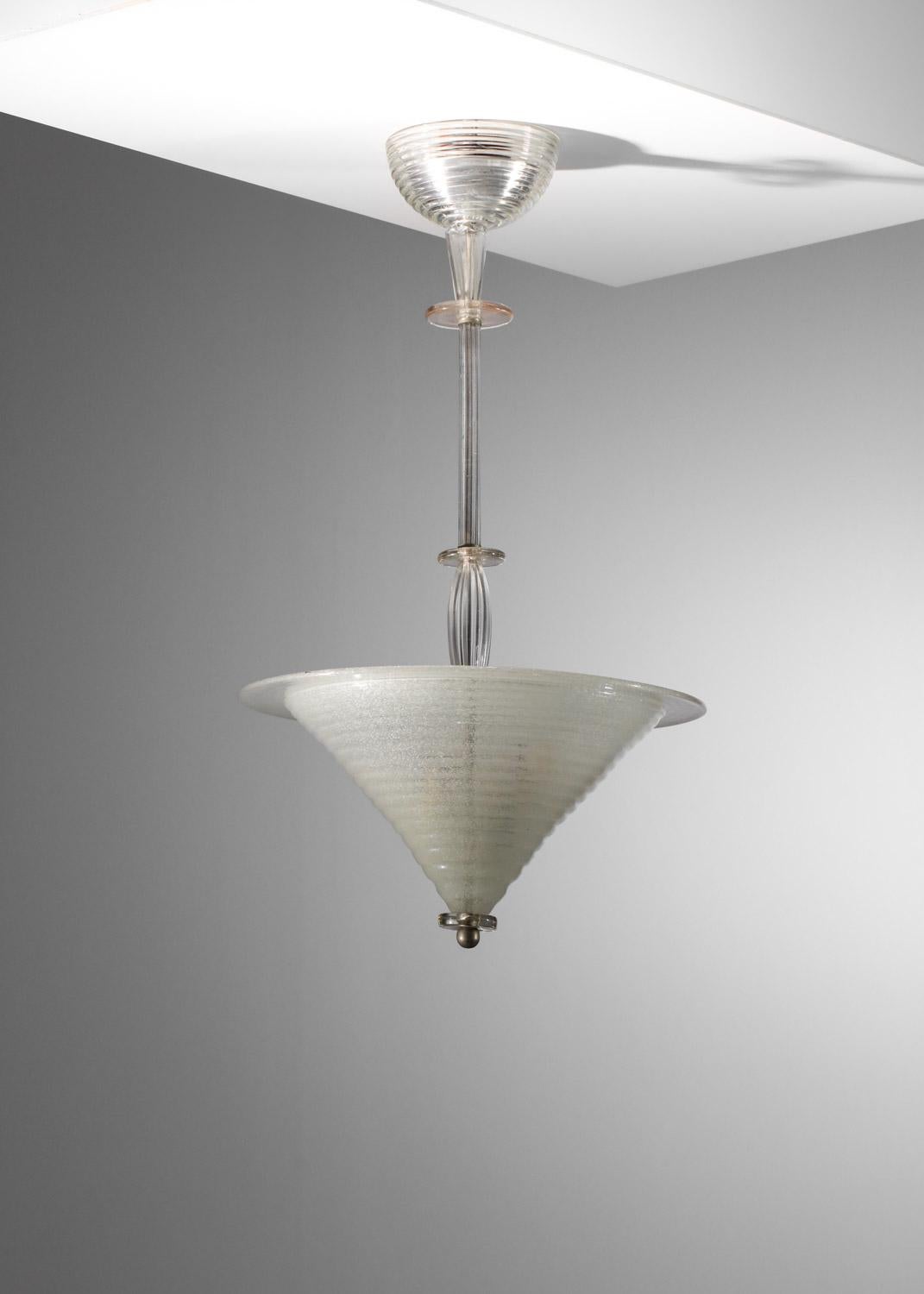 Araña italiana de cristal de murano pulegoso años 40 6