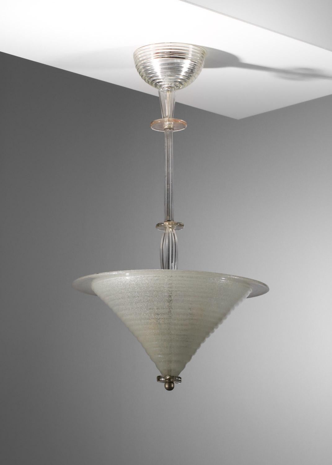 Araña italiana de cristal de murano pulegoso años 40 8