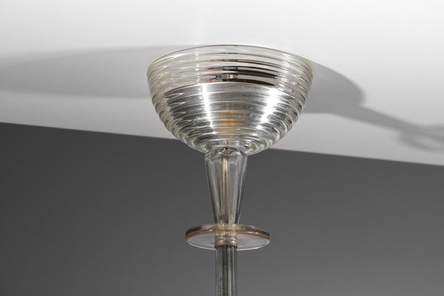 Araña italiana de cristal de murano pulegoso años 40 9