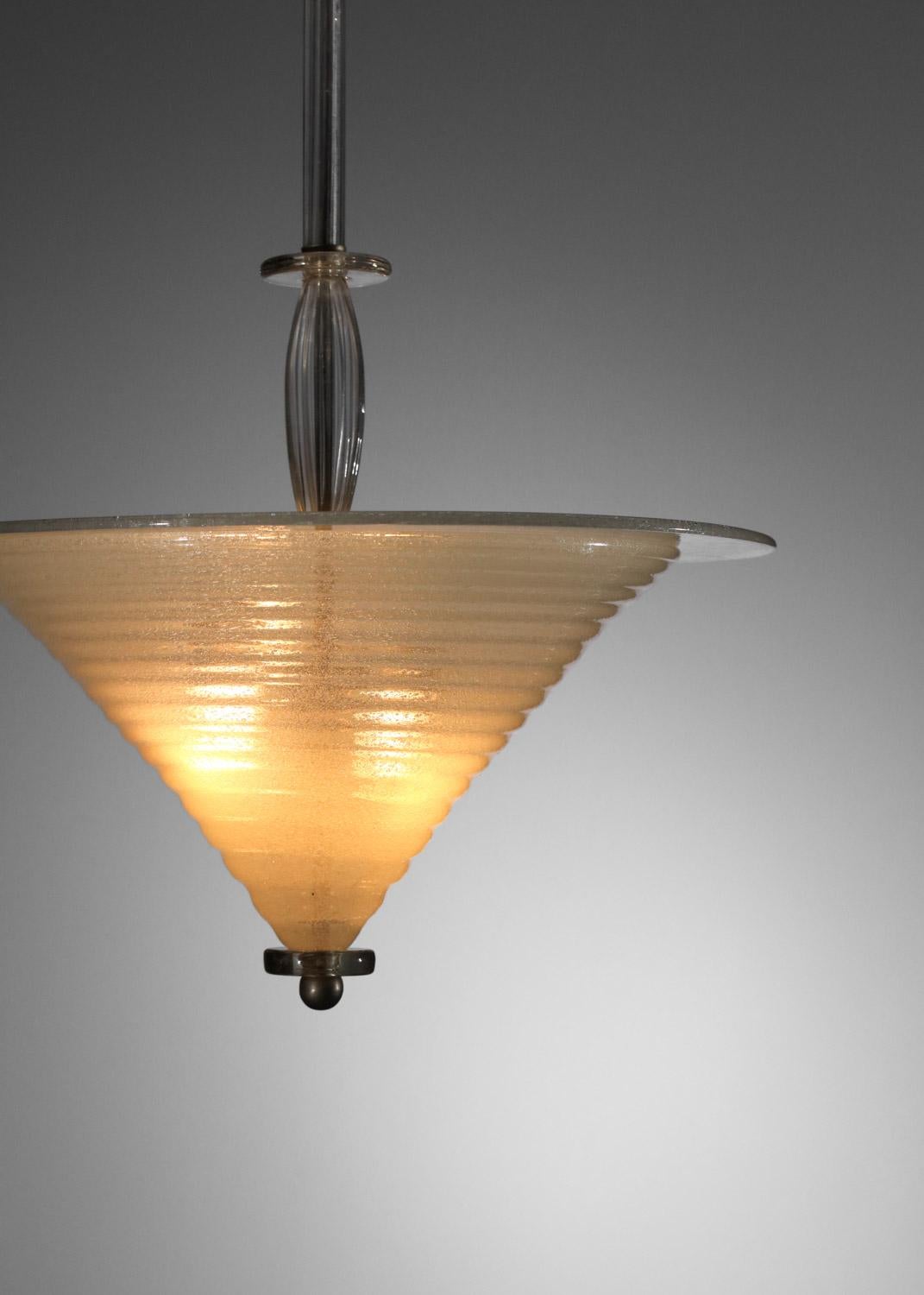 Araña italiana de cristal de murano pulegoso años 40 Hecho a mano