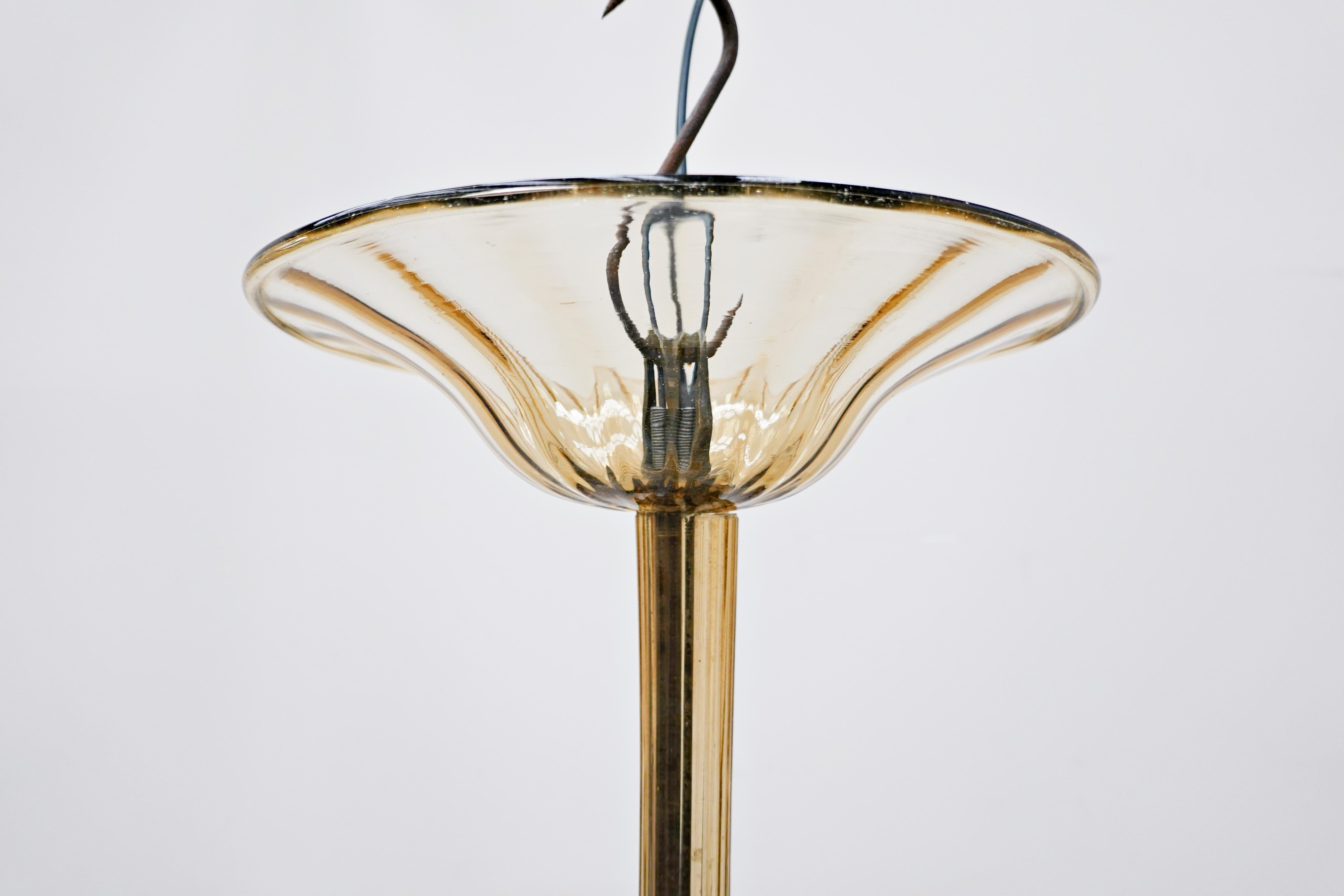 Italian Murano Glass Chandelier, Venini Style, 1940s For Sale 8