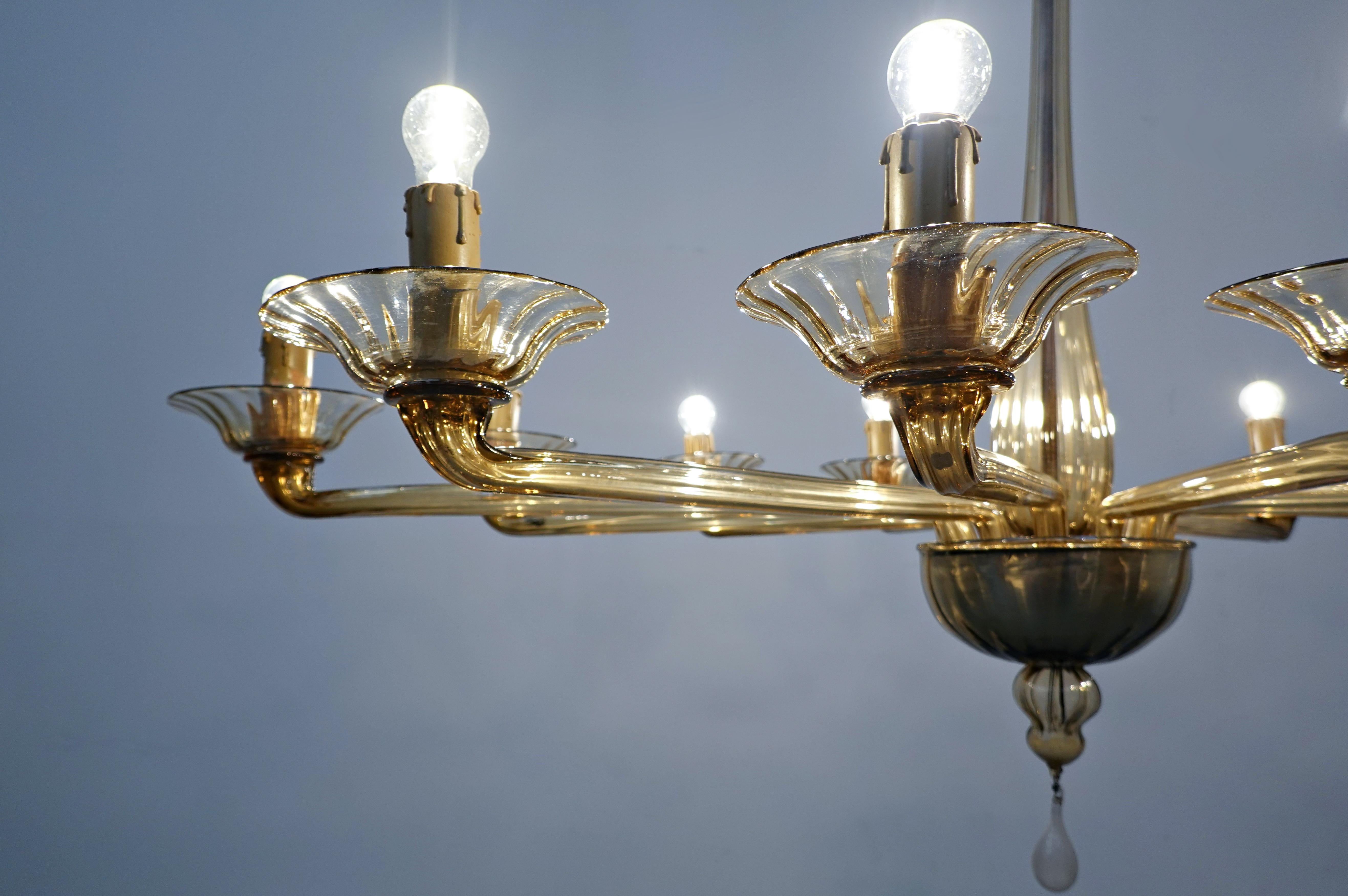 Italian Murano Glass Chandelier, Venini Style, 1940s In Good Condition For Sale In Brussels, BE