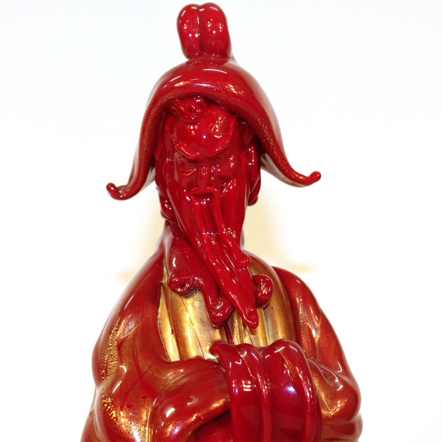 Italian Murano Glass Chinese Wise Man Figure In Good Condition For Sale In New York, NY