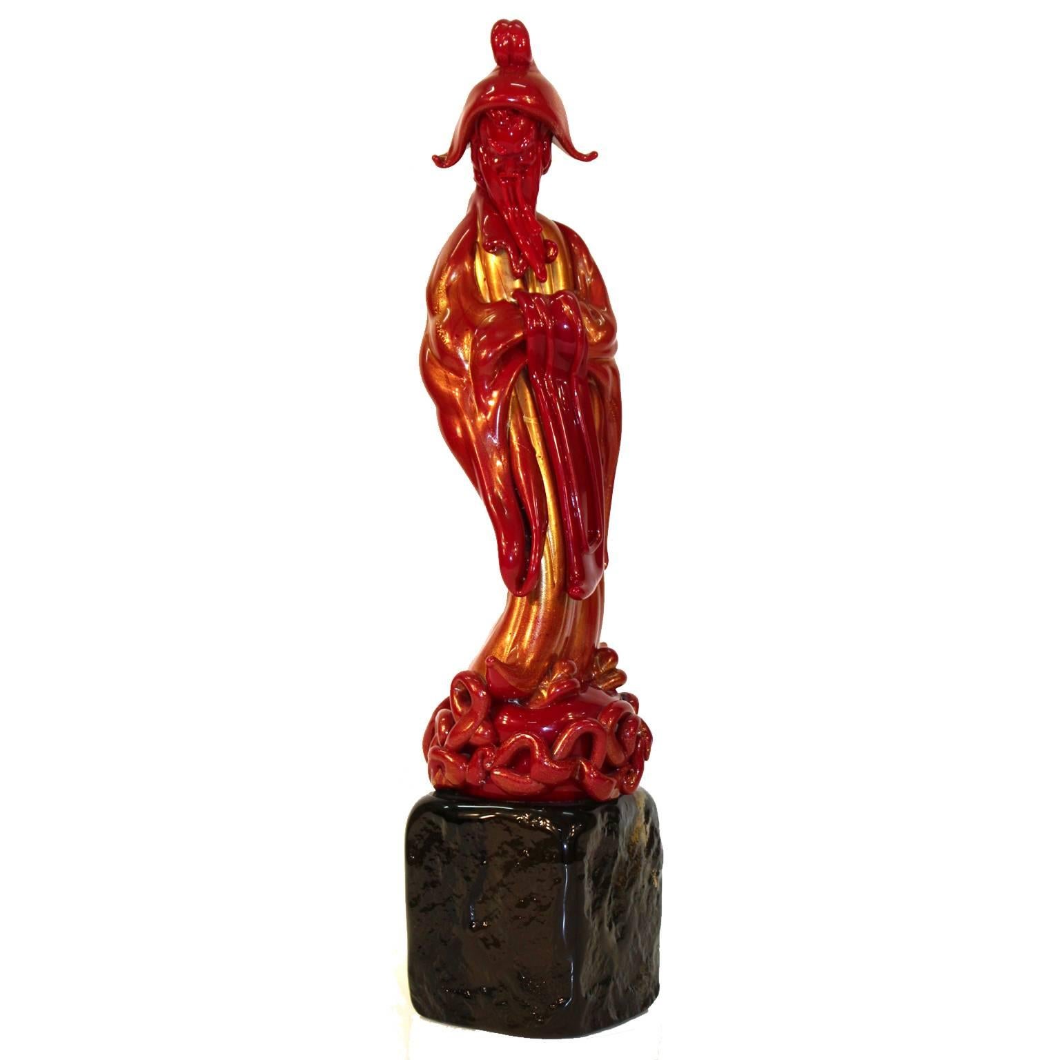 Italian Murano Glass Chinese Wise Man Figure For Sale