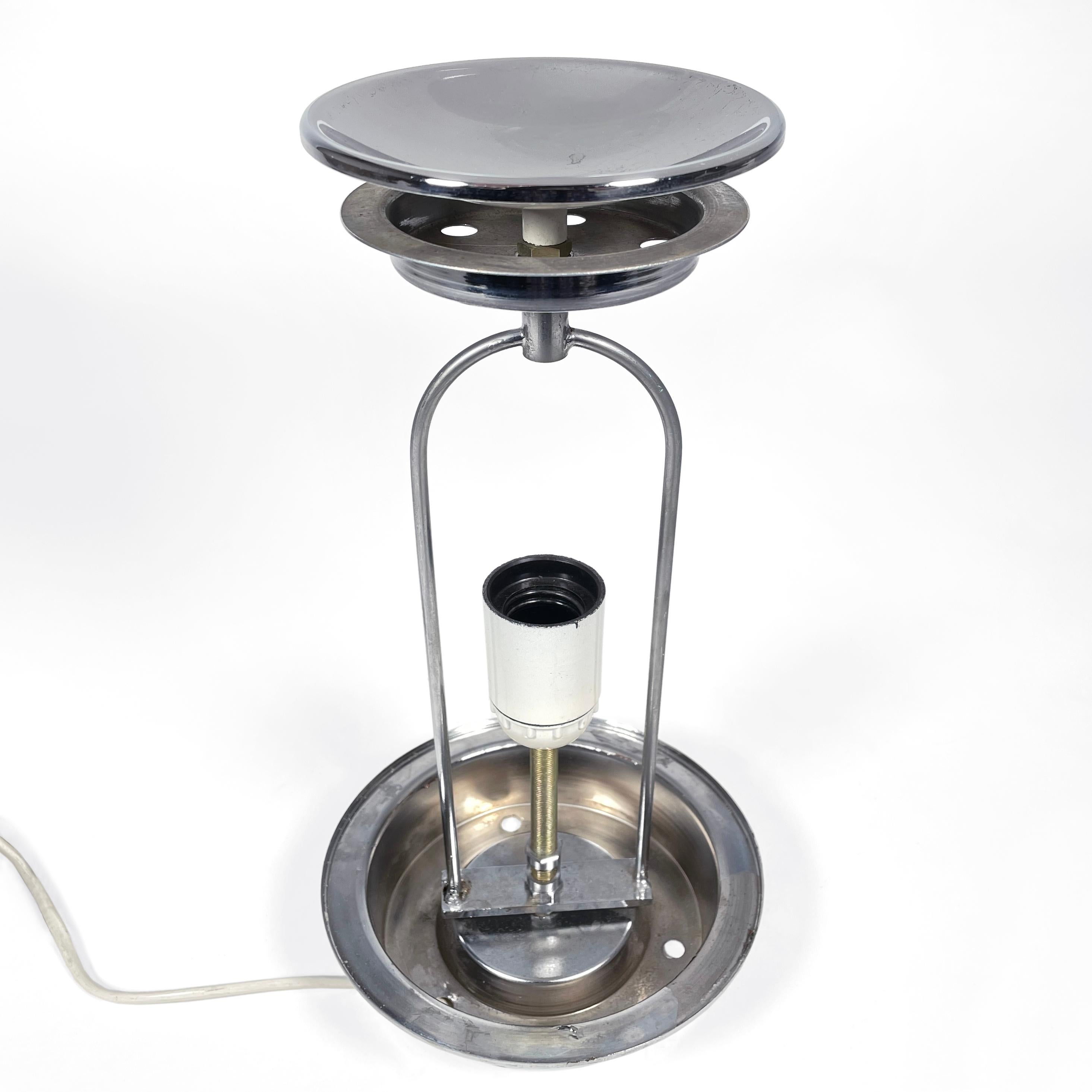 1970s Italian Mazzega Murano Glass Chrome Table Light For Sale 4