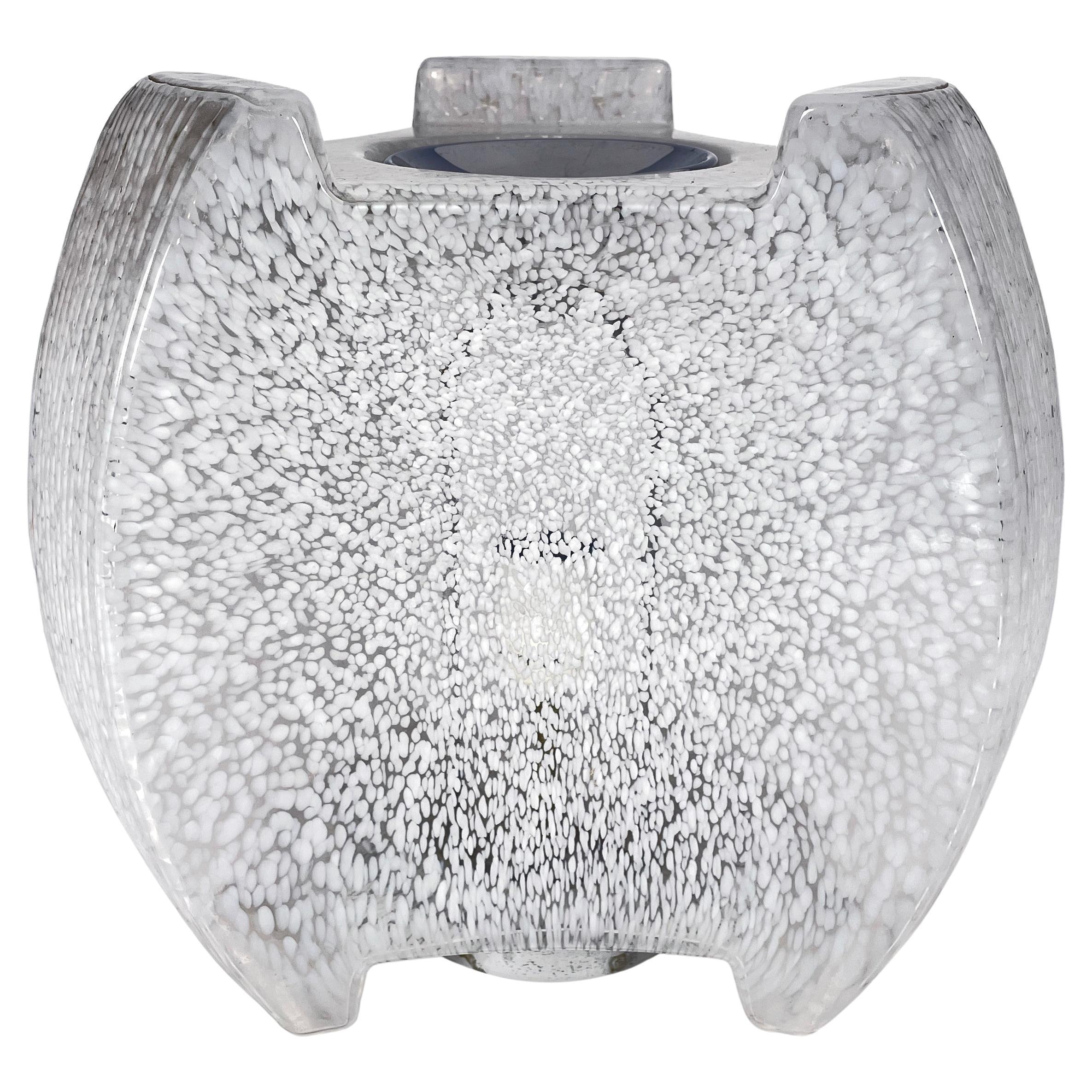 1970s Italian Mazzega Murano Glass Chrome Table Light For Sale