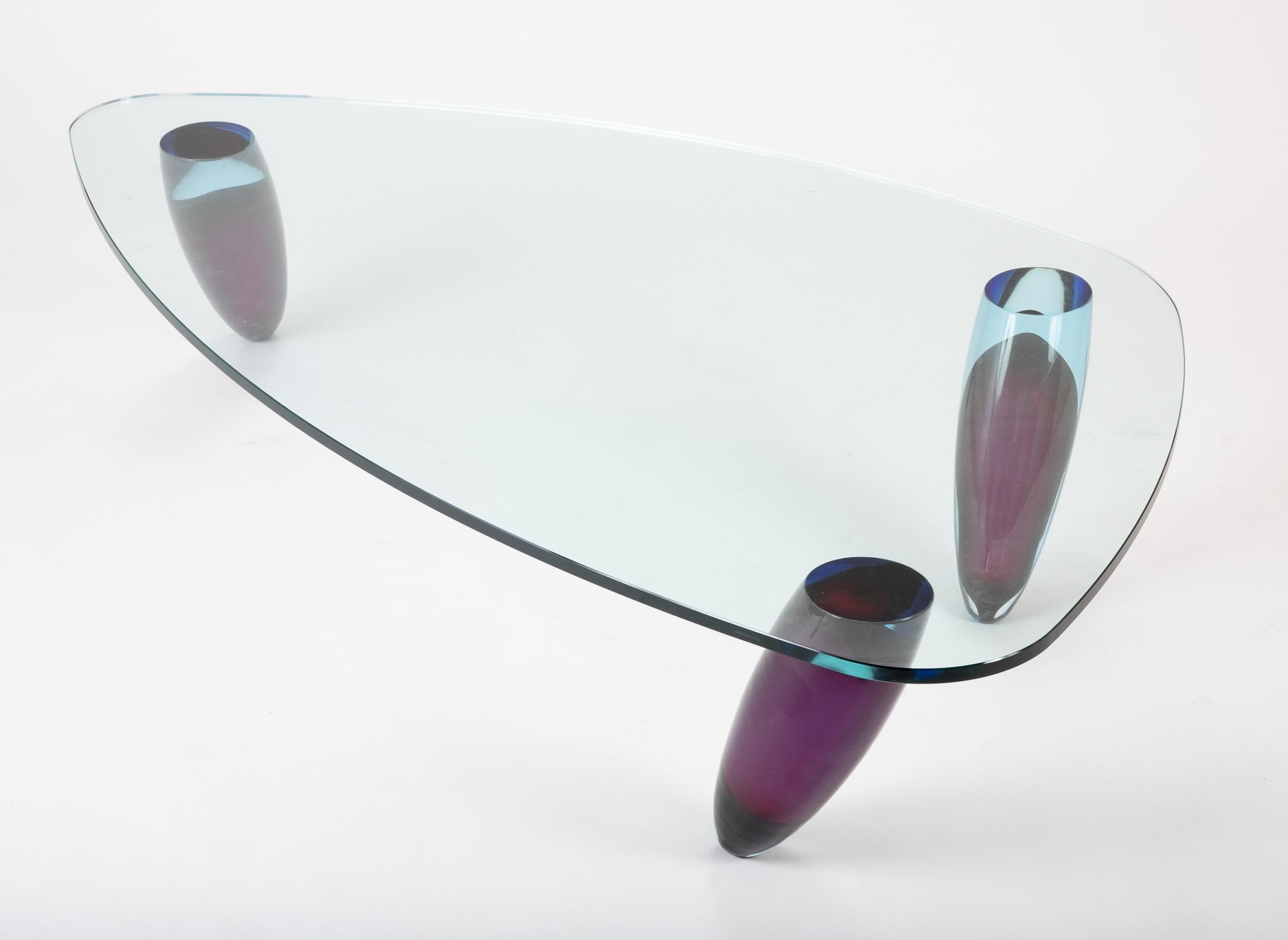 Italian Murano Glass Coffee Table by Maurice Barilone for Roche Bobois For Sale 1