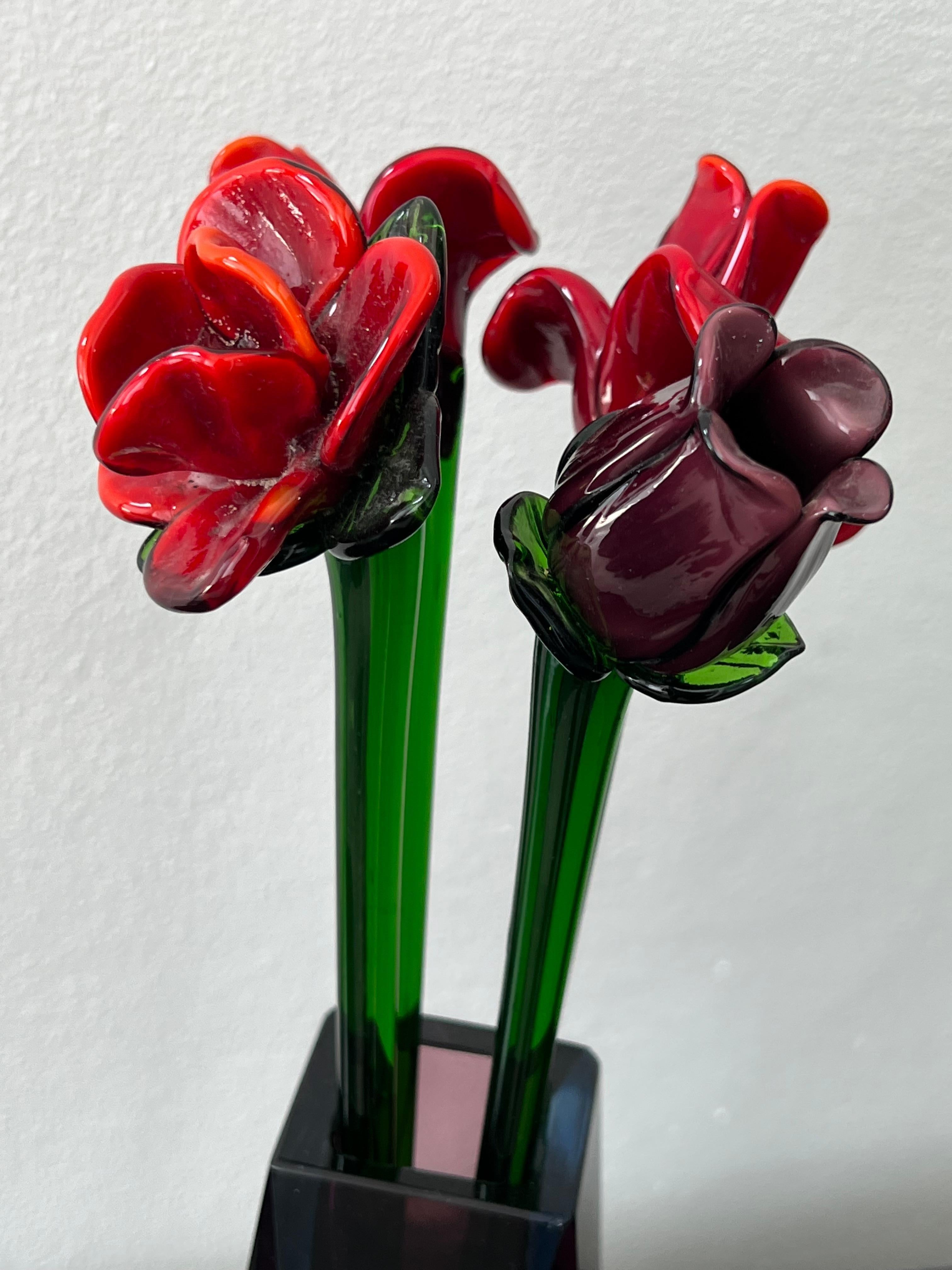 Italian Murano Glass Coloured Flowers, 1970s 1