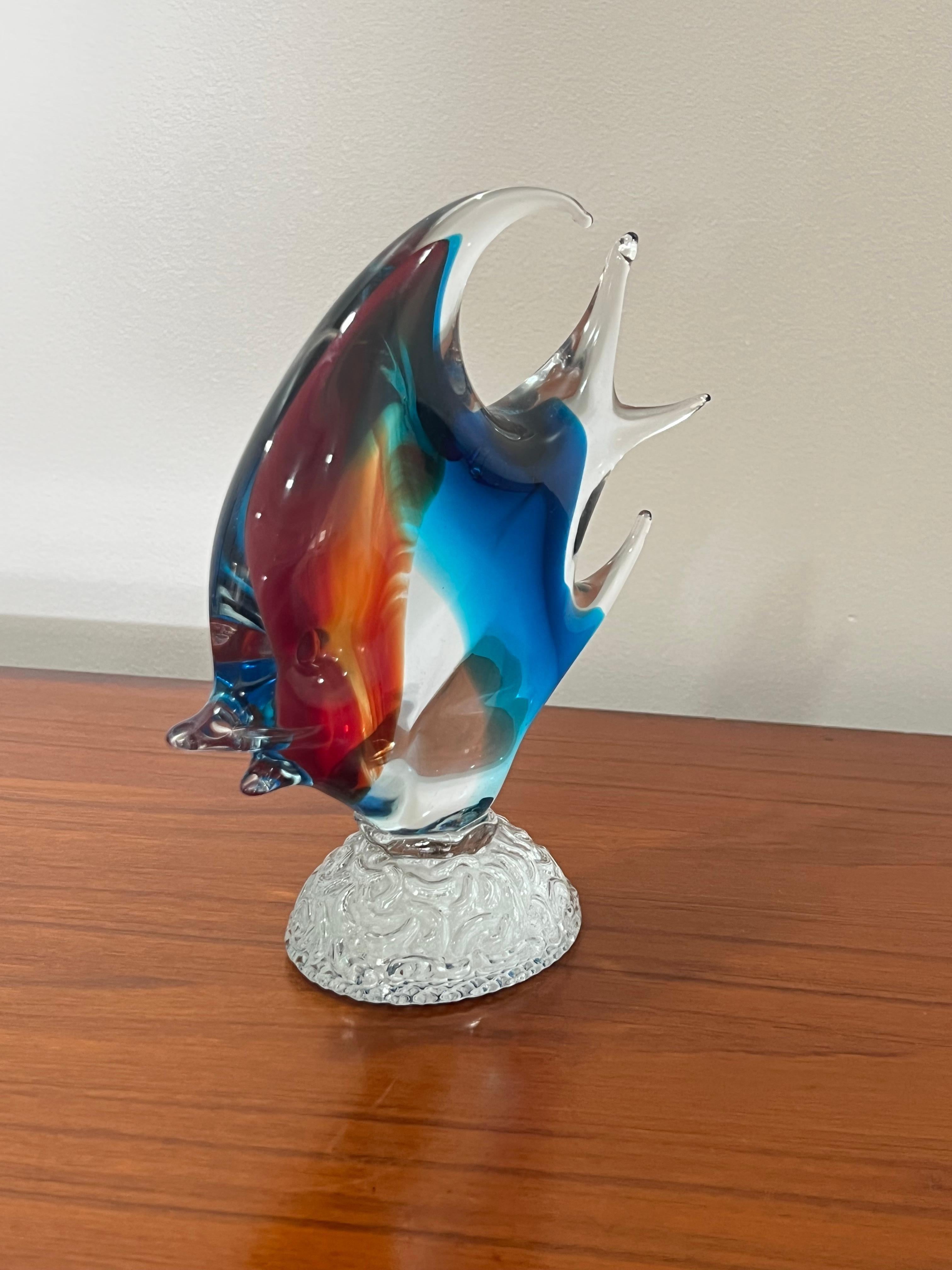 Stunning Murano glass fish sculpture in red orange and blue.
From Murano island Italy, 1960s.