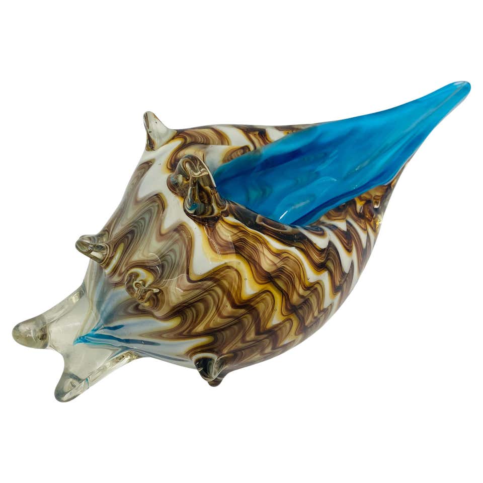 Vintage Iridescent Ceramic Conch Shell For Sale at 1stDibs