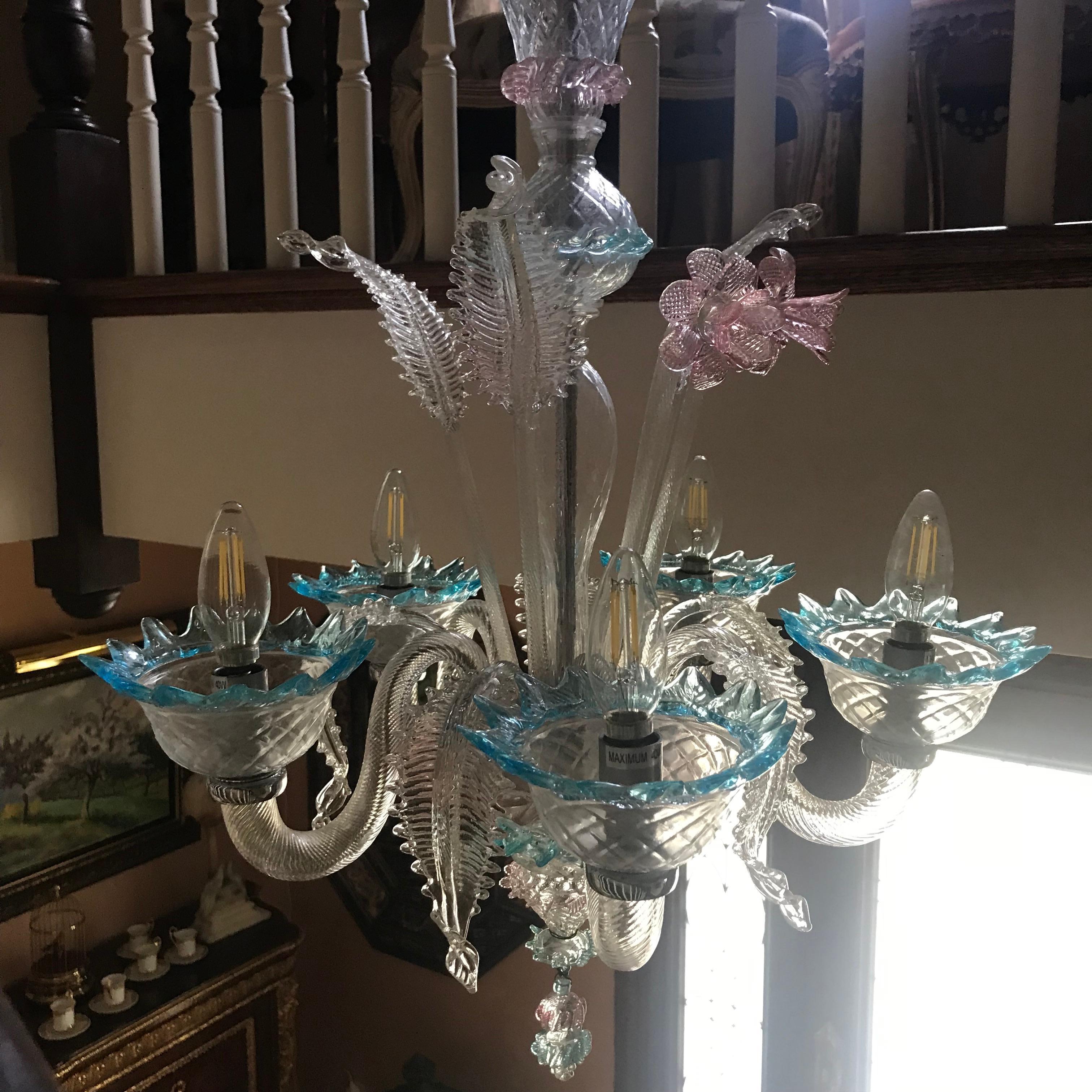 Italian Murano Glass Daffodil Chandelier For Sale at 1stDibs