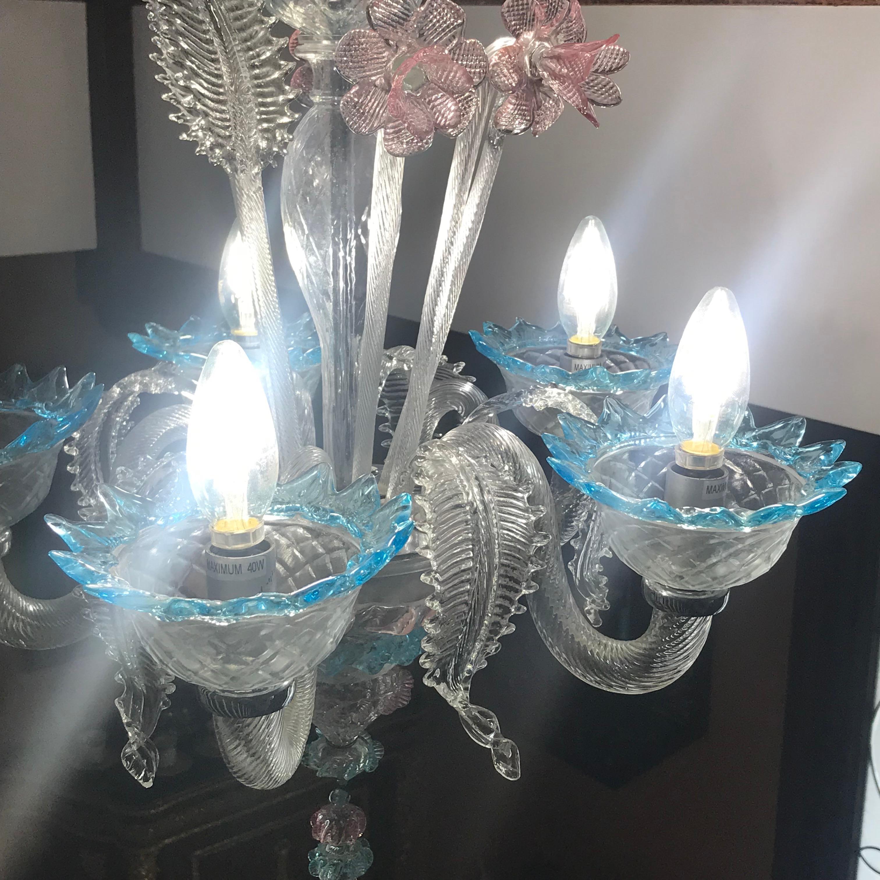 Italian Murano Glass Daffodil Chandelier For Sale at 1stDibs