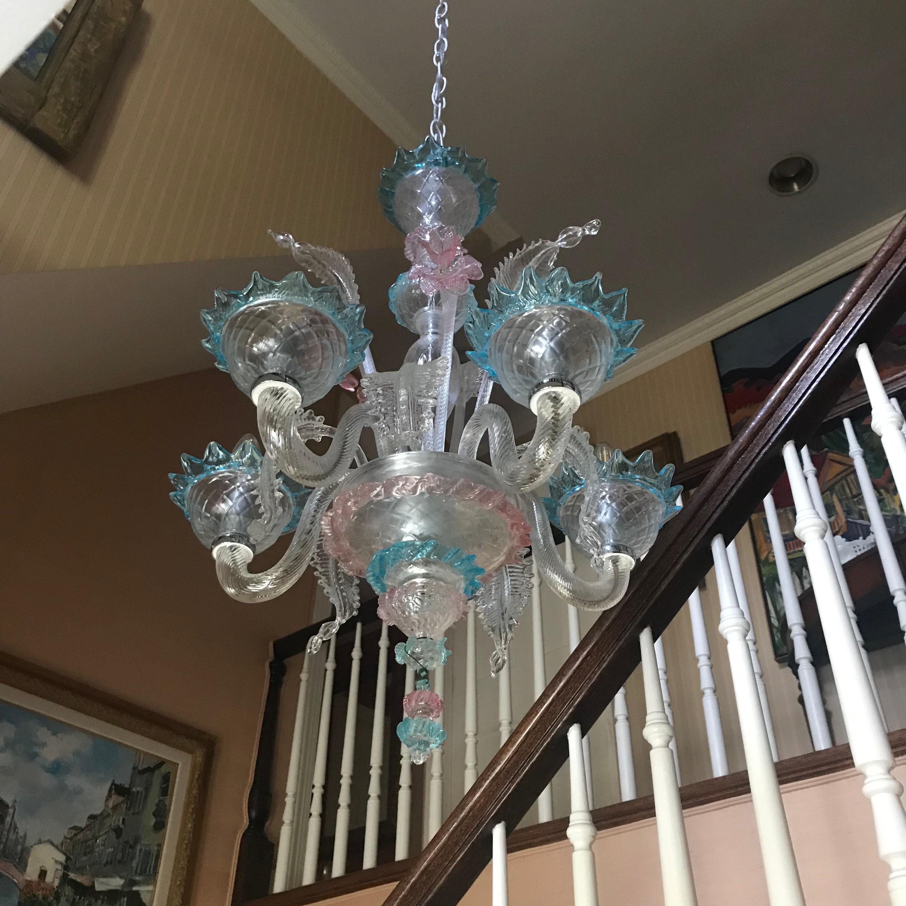 Italian Murano Glass Daffodil Chandelier For Sale at 1stDibs