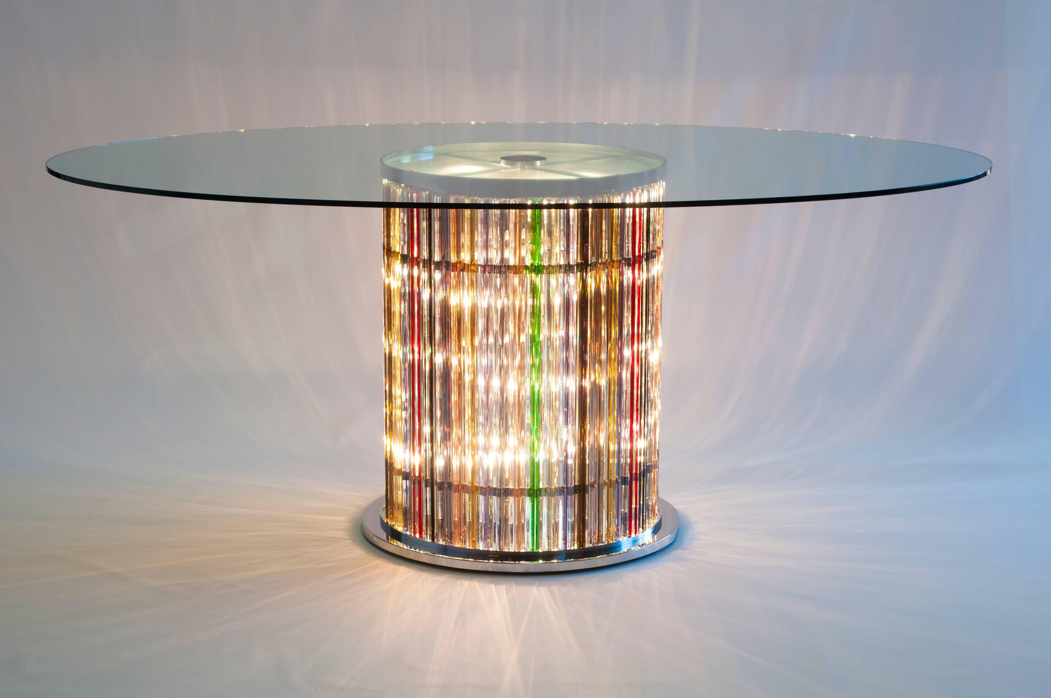 Murano Glass Dining Table with Embedded Stem Lights by Giovanni Dalla Fina Italy For Sale 2