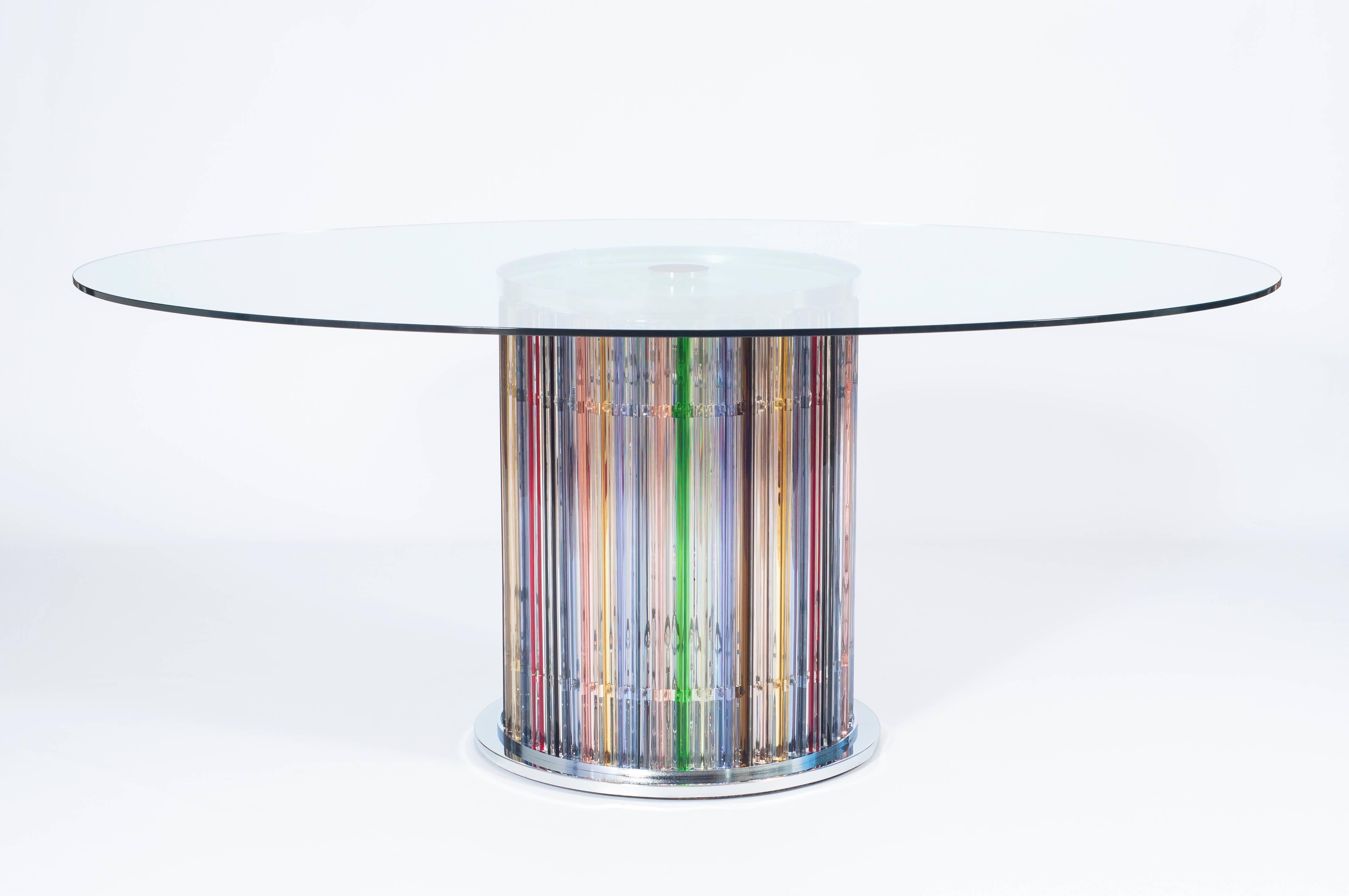 Contemporary Murano Glass Dining Table with Embedded Stem Lights by Giovanni Dalla Fina Italy For Sale