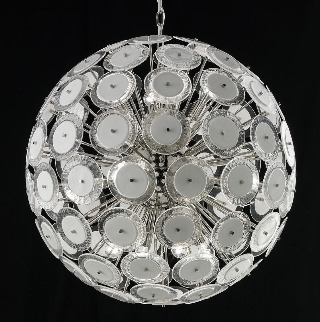 Italian Murano Glass Disco Sputnik Pendant Light For Sale 1