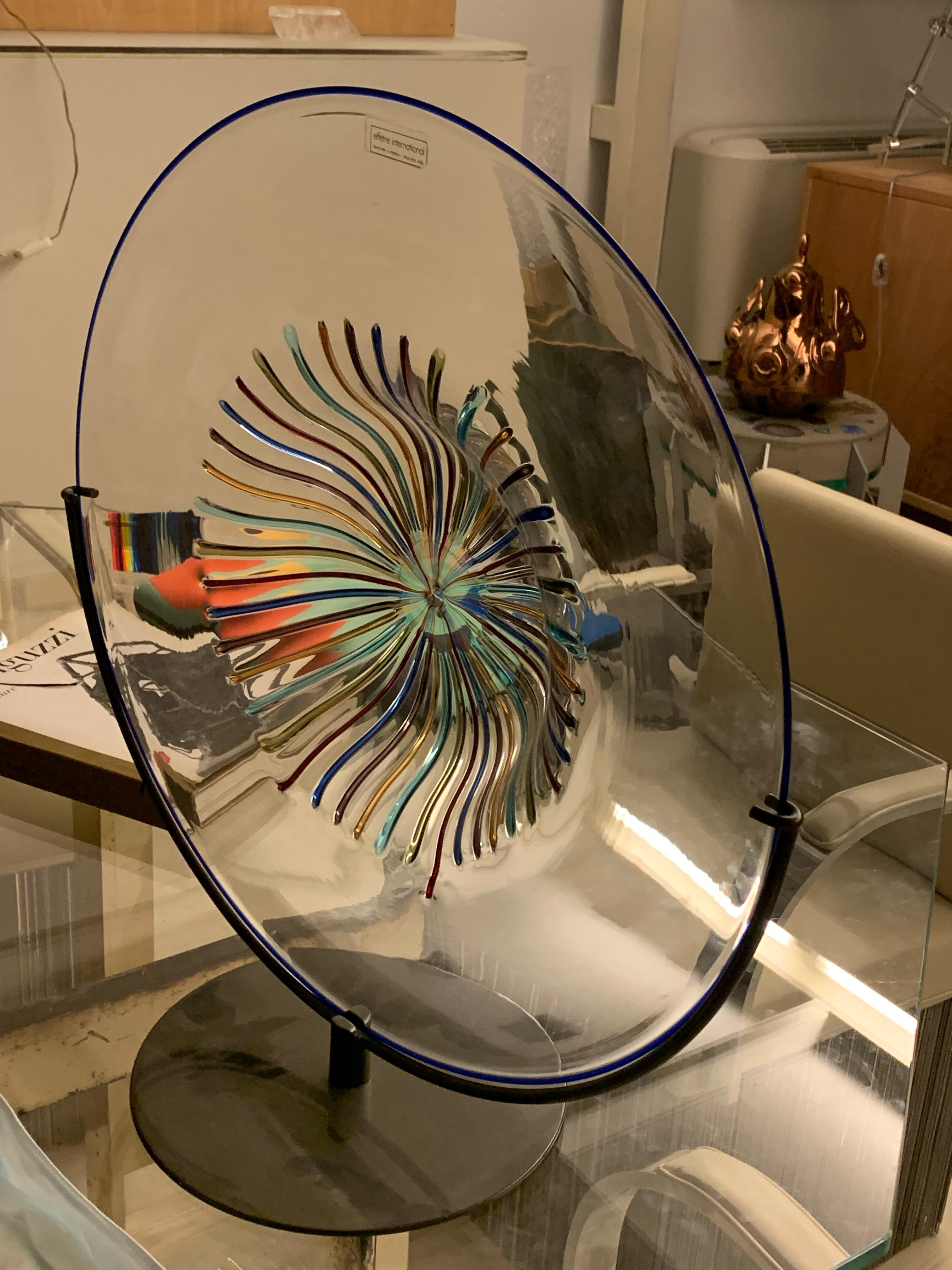 Moderne Plat en verre de Murano italien de Lino Tagliapietra pour F3 International en vente