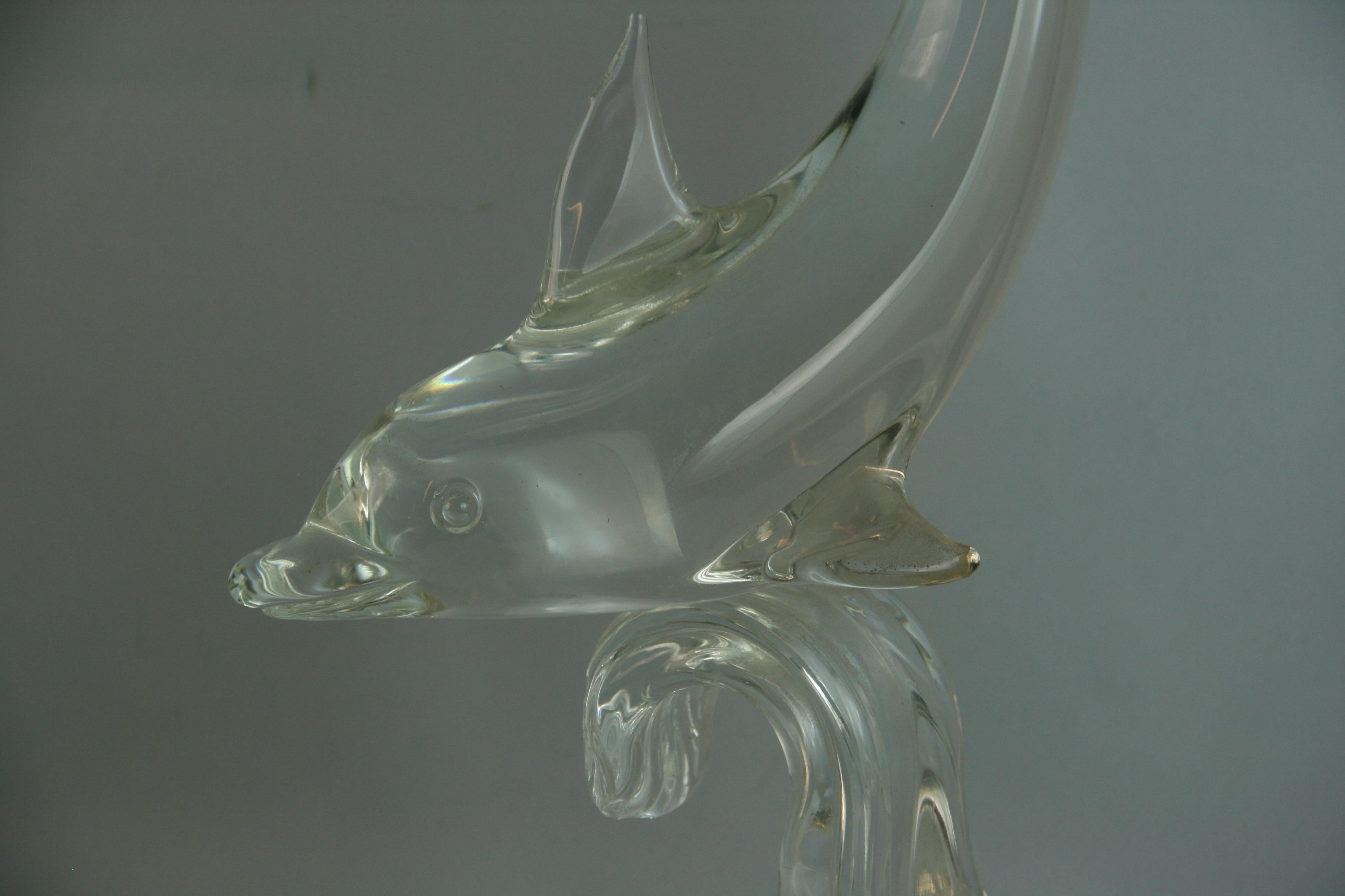 Late 20th Century Italian Murano Glass Dolphin For Sale