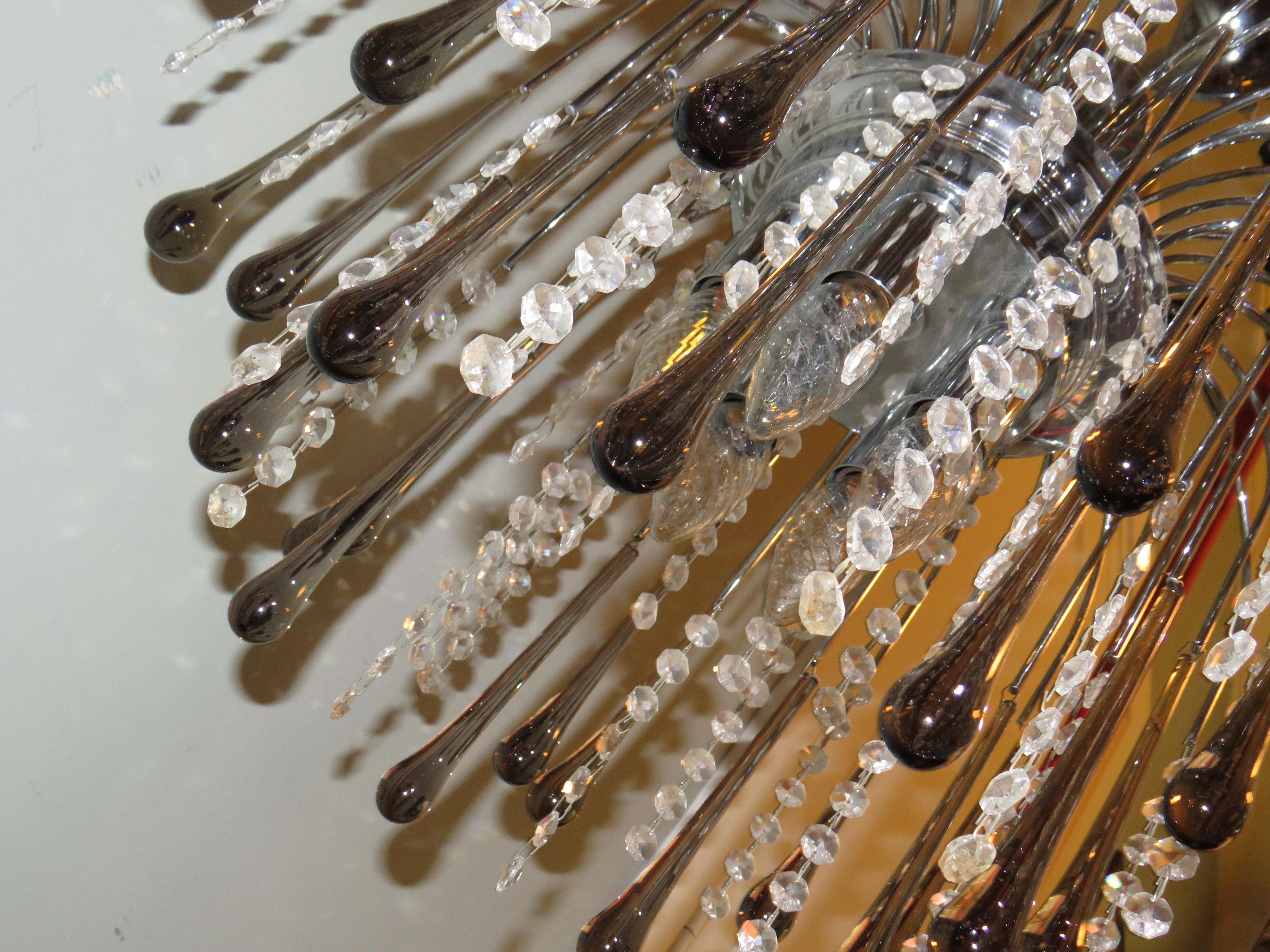 Italian Murano Glass Drop Waterfall Chandelier, 1960 For Sale 4