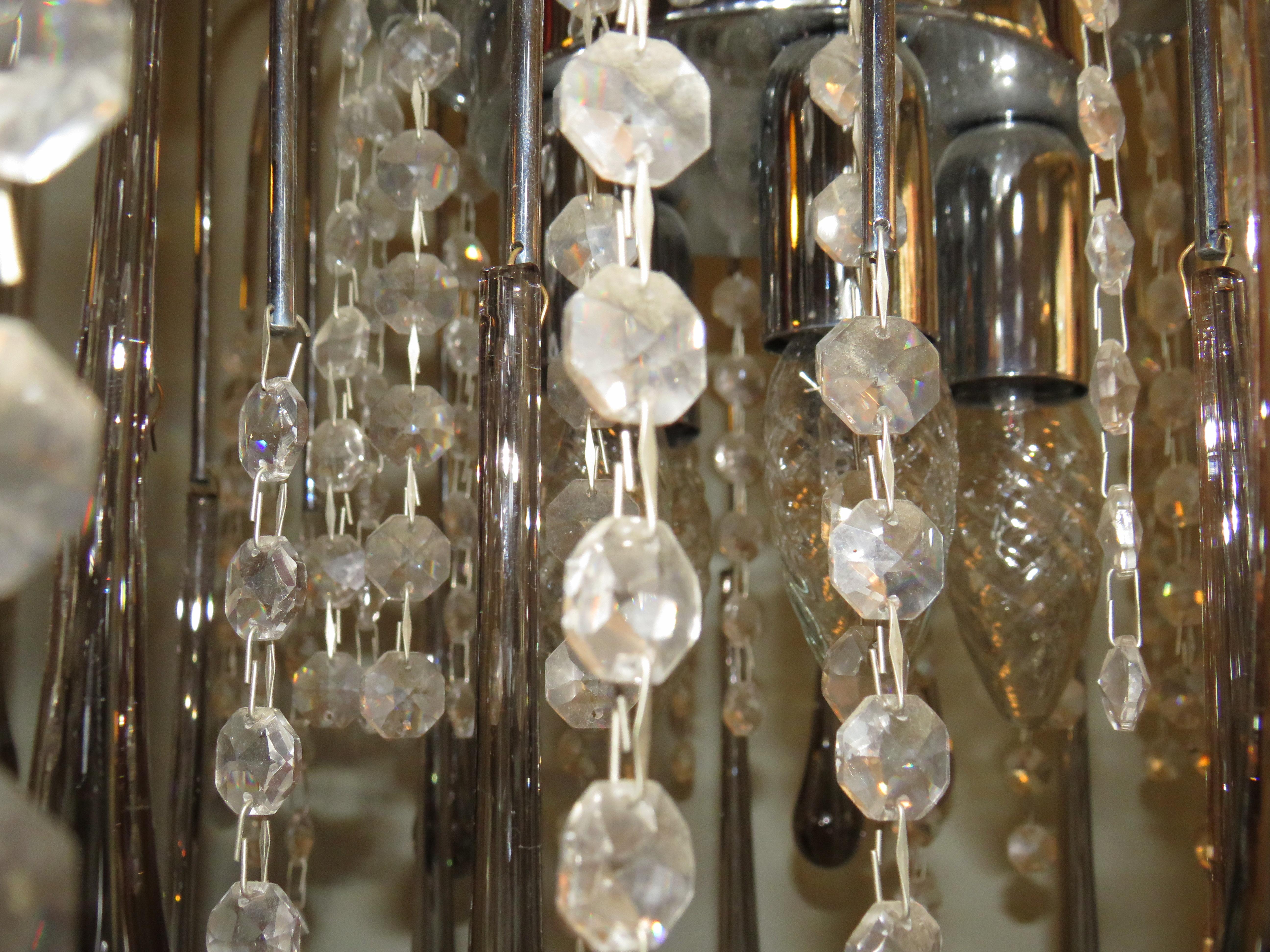 Italian Murano Glass Drop Waterfall Chandelier, 1960 For Sale 2