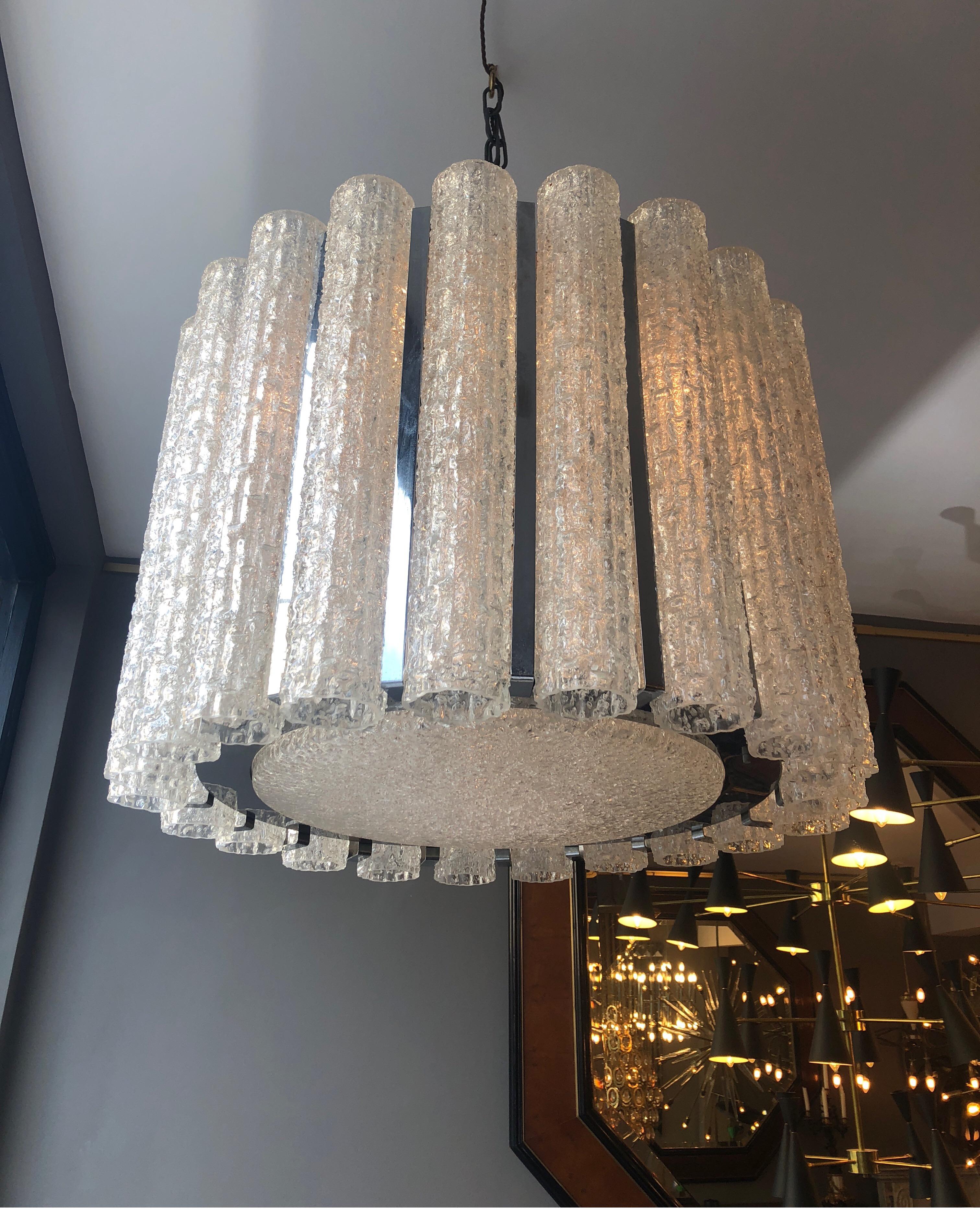 Italian Murano Glass Drum Chandelier by Mazzega  In Good Condition For Sale In London, GB