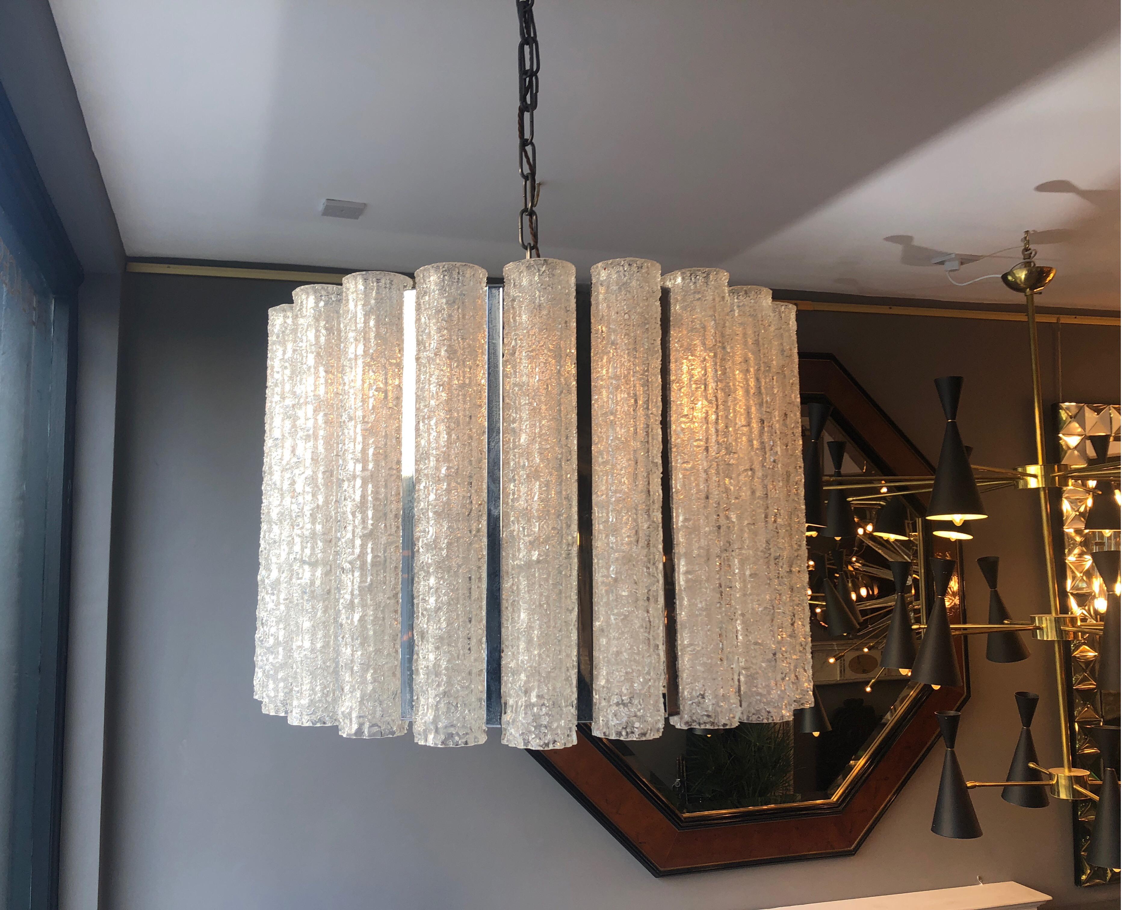 Italian Murano Glass Drum Chandelier by Mazzega For Sale 1
