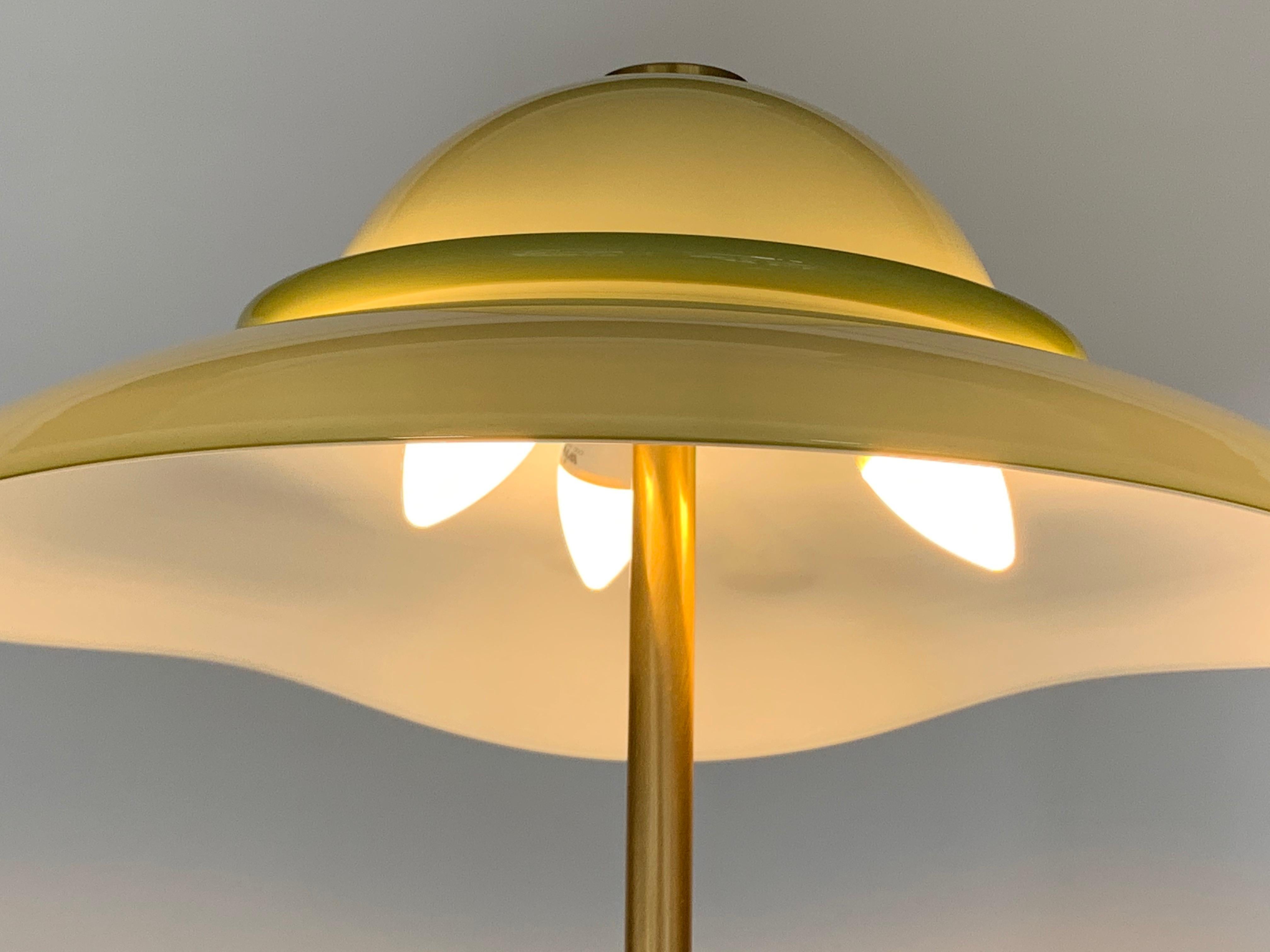 Lampadaire italien en verre de Murano conçu et produit par La Murrina en 1980. 
La structure de la lampe est en laiton brossé.
Conditions parfaites. Signé.

Une histoire courte :
L'histoire de l'entreprise remonte aux années 1960 à Murano, où