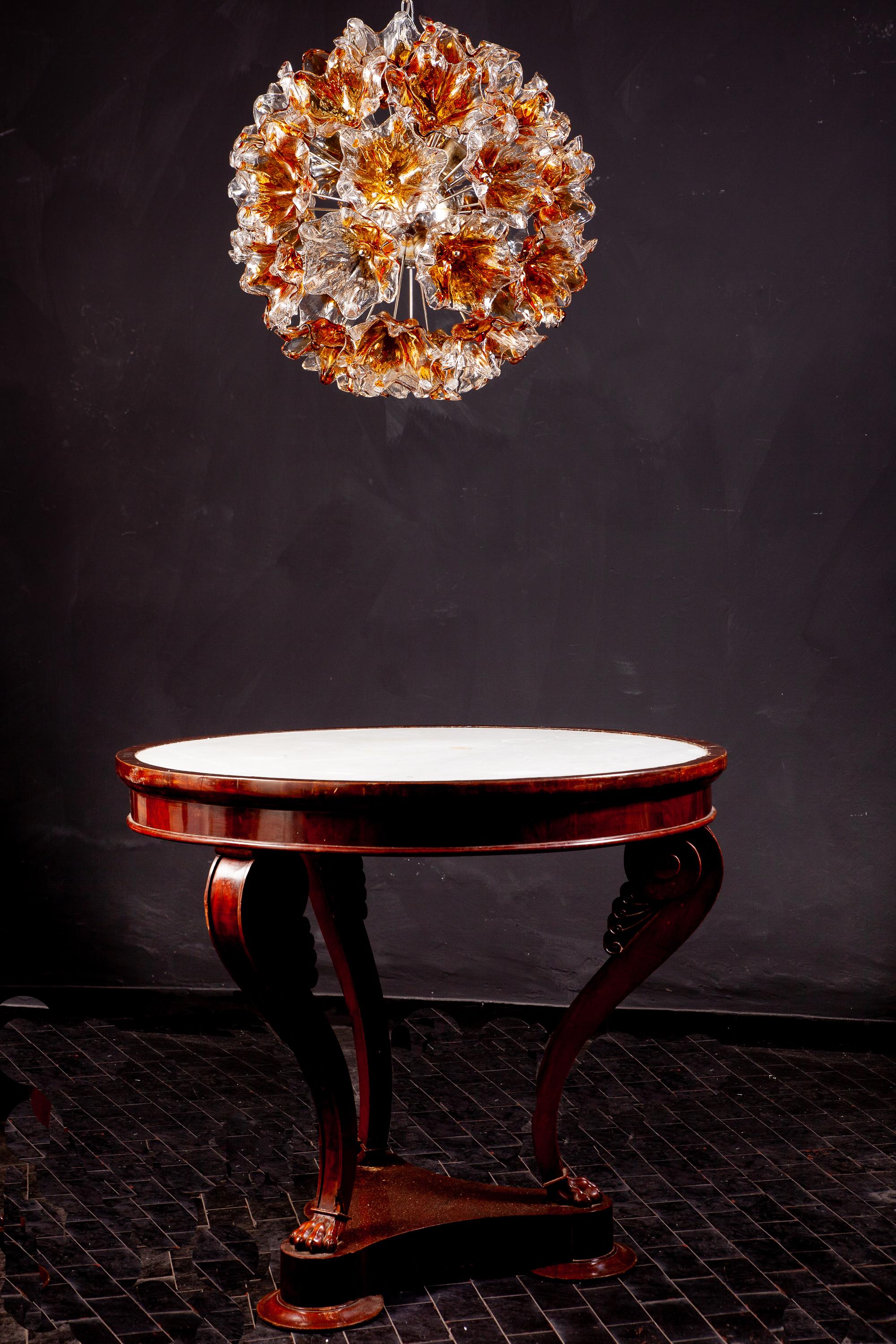 Italian Murano Glass Flowers Sputnik Chandelier by Mazzega, 1960 5