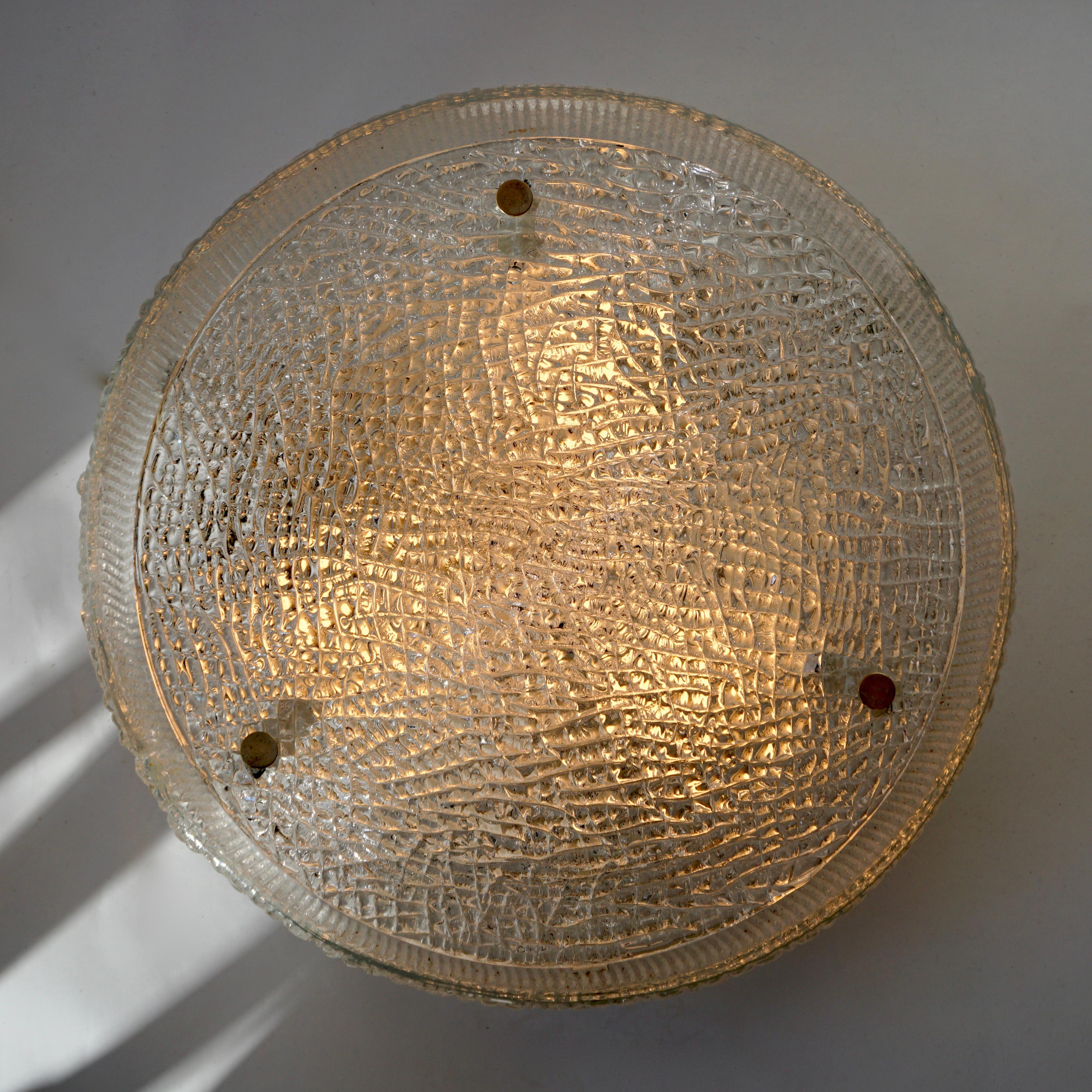 20th Century Italian Murano Glass Flushmount Light For Sale
