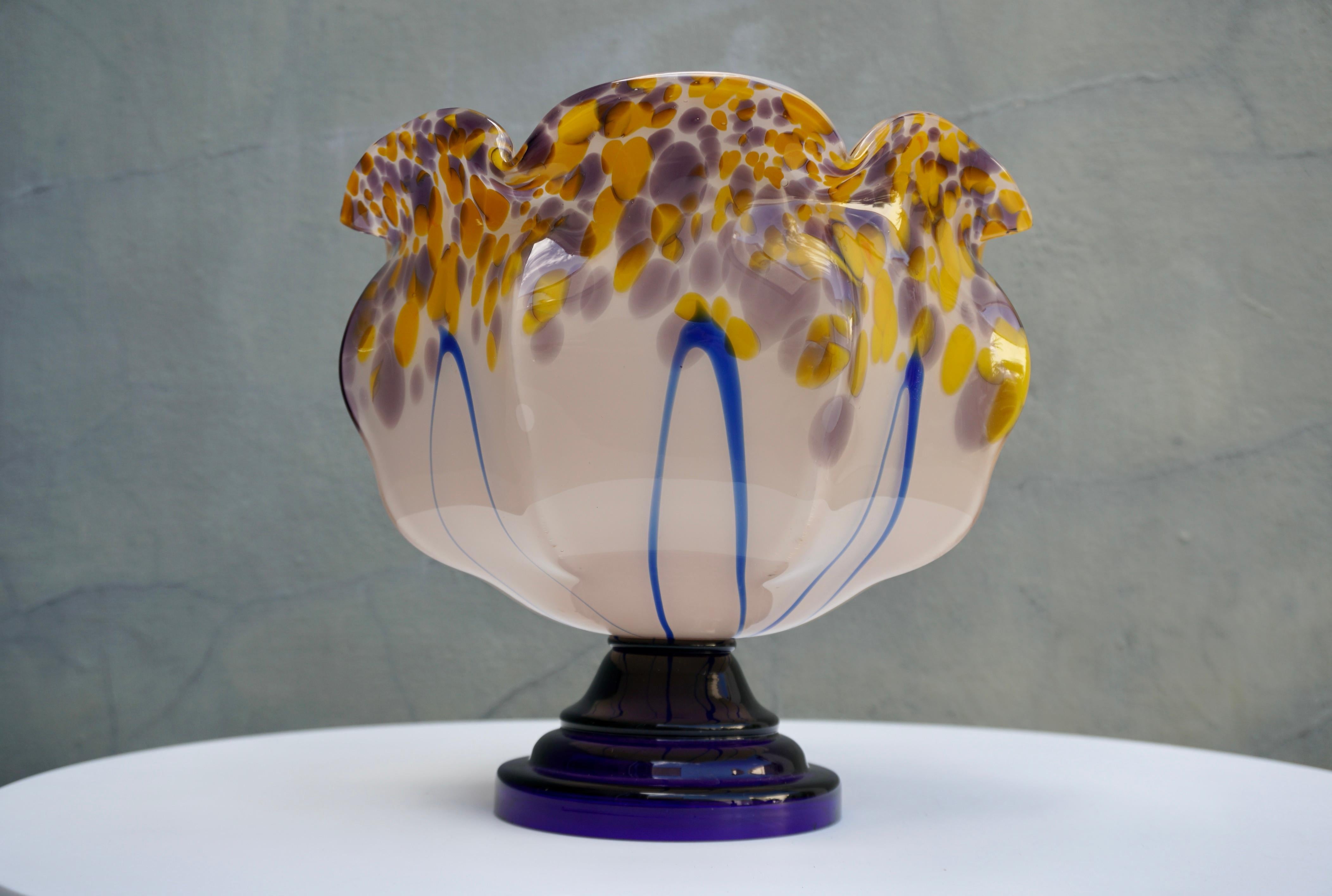 Hollywood Regency Italian Murano Glass Fruit Bowl or Serving Dish For Sale