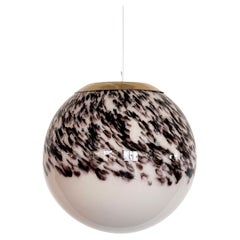 Italian Murano Glass Globe and Metal Chandelier, 1970s
