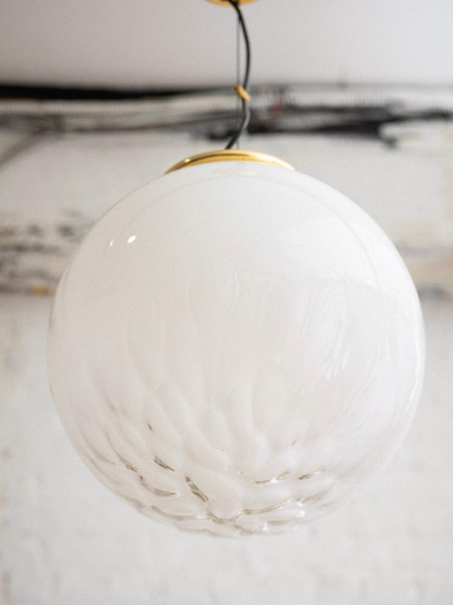 Italian Murano Glass Globe Pendant Light In Good Condition In Brooklyn, NY