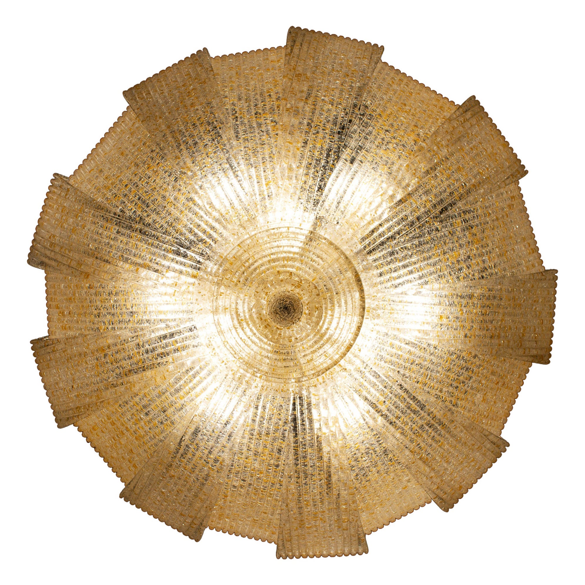 Lámpara de techo o empotrable moderno italiano de cristal de Murano con hojas doradas en venta 9