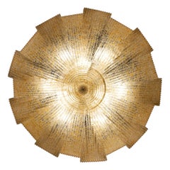Italian Murano Glass Gold Leaves Modern Flush Mount or Ceiling Light