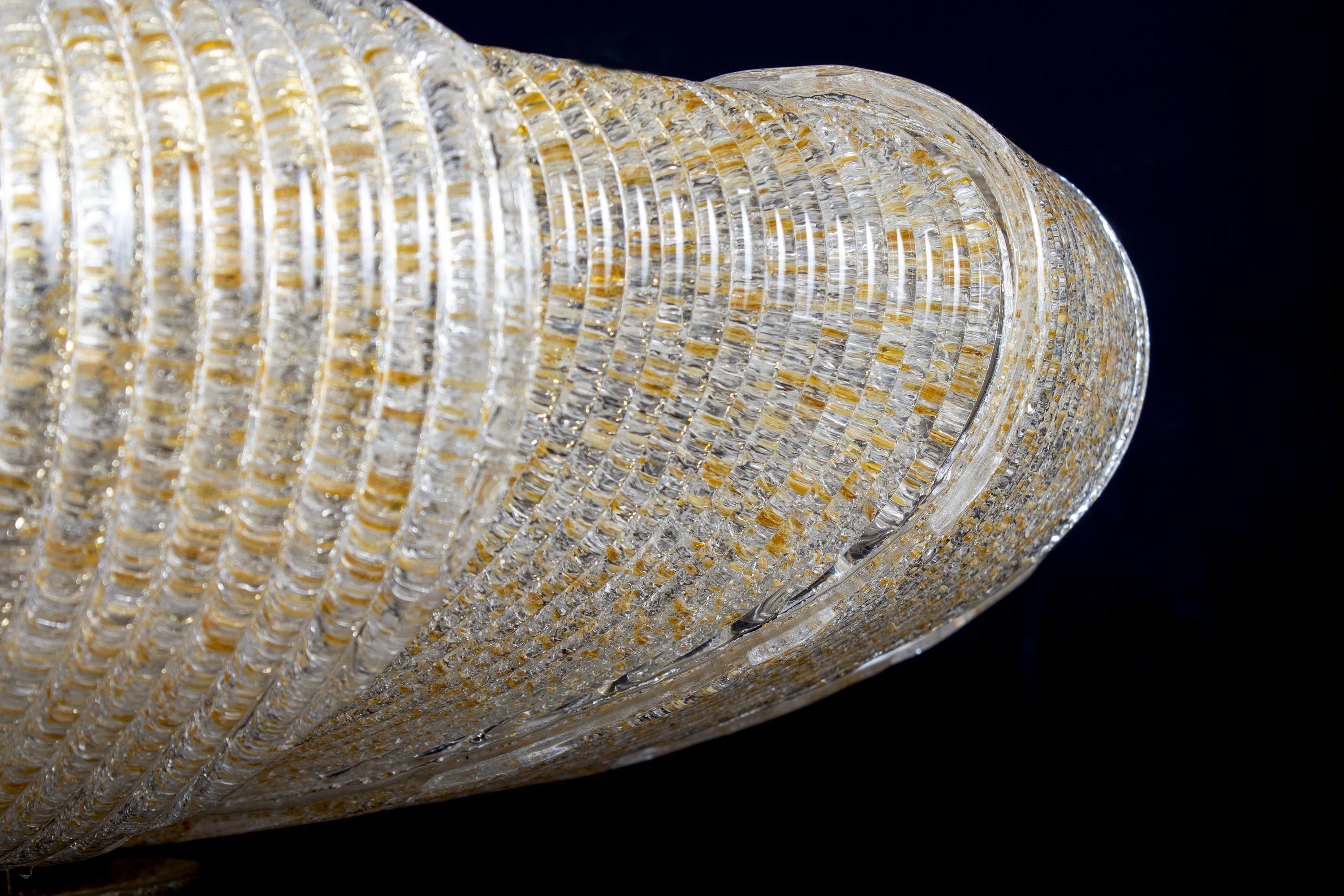 Italian Murano Glass Gold Leaves Modern Flush Mount or Ceiling Light For Sale 4