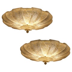 Italienisches Muranoglas Gold Leaves Modern Flush Mount oder Deckenleuchte